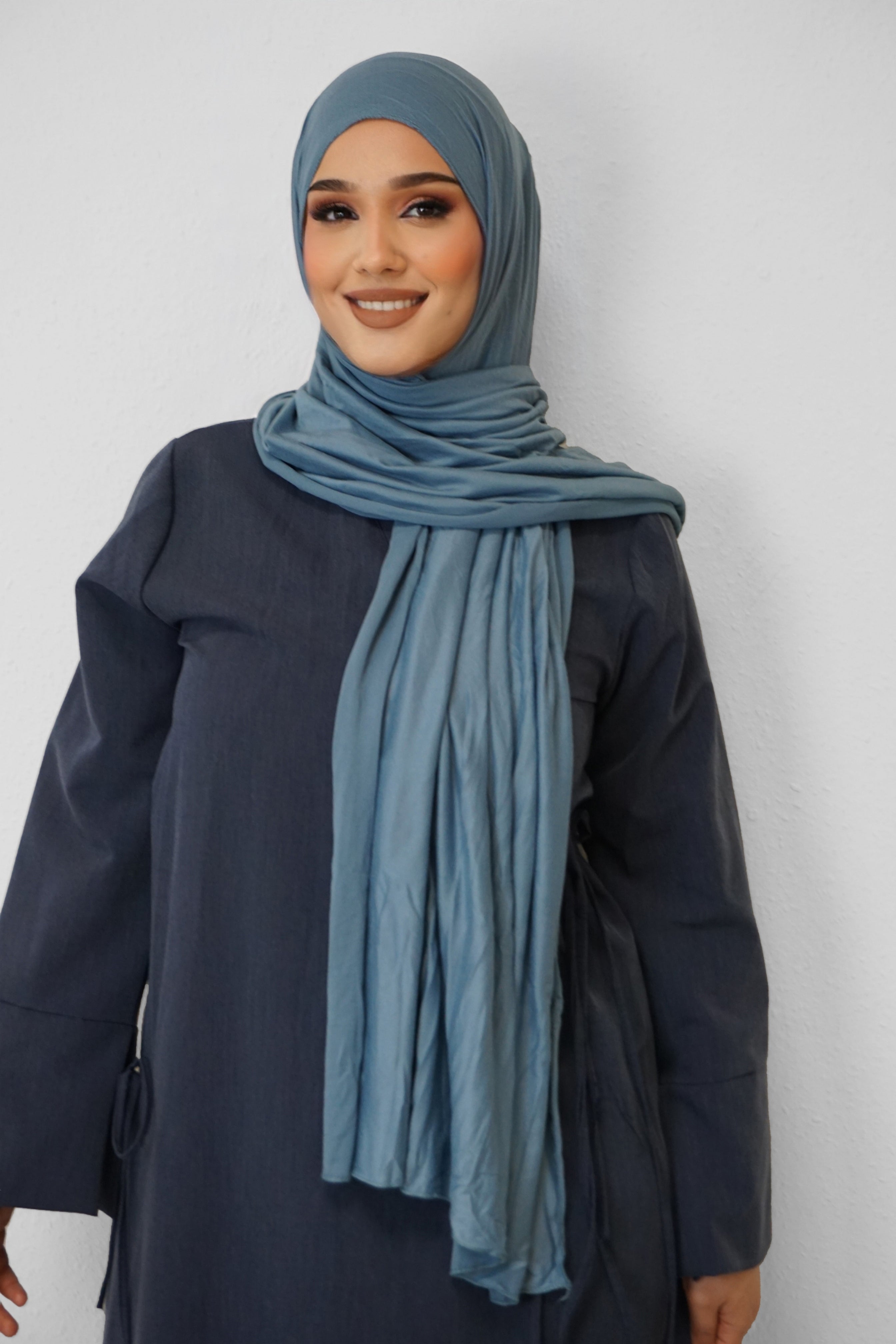Jersey Hijab Fiza Jeansblau 2