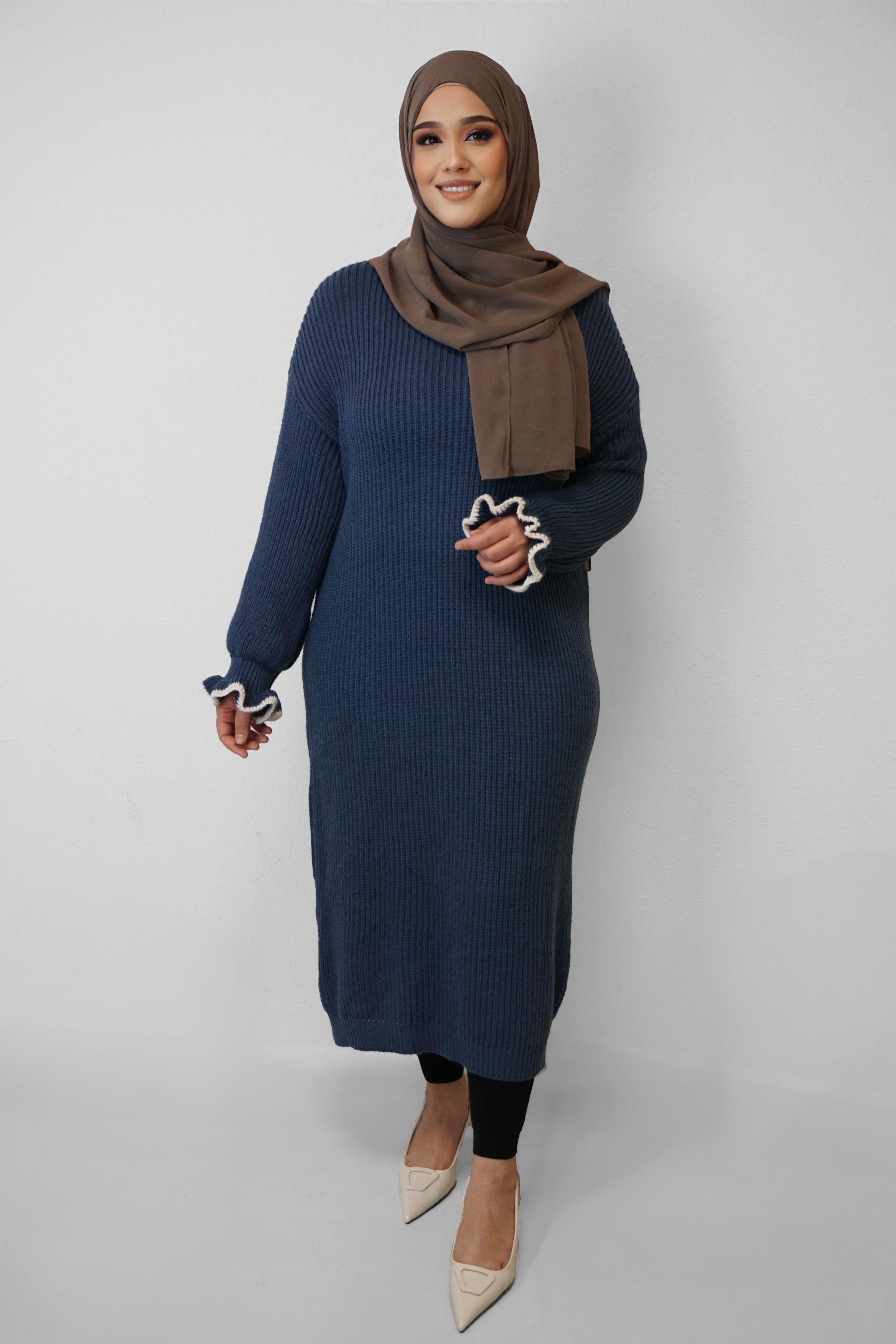 Strick-Kleid Jasmin Jeansblau