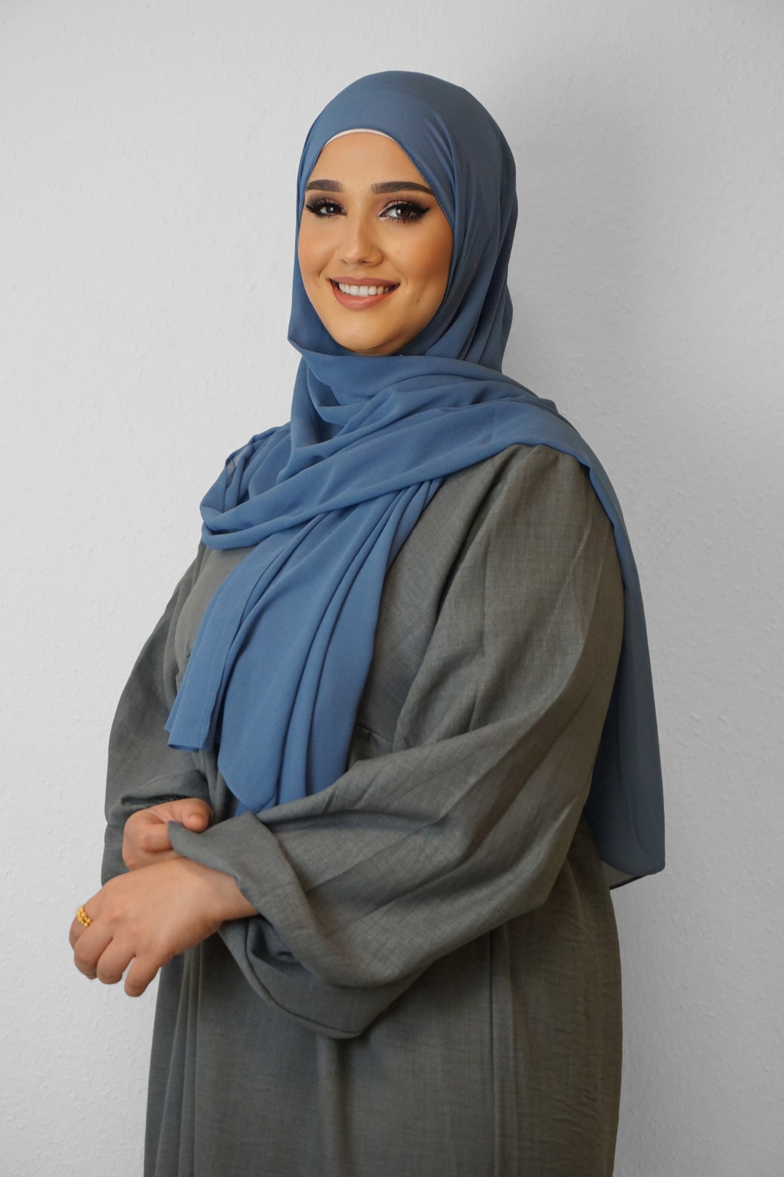 Chiffon Hijab Maira Jeansblau