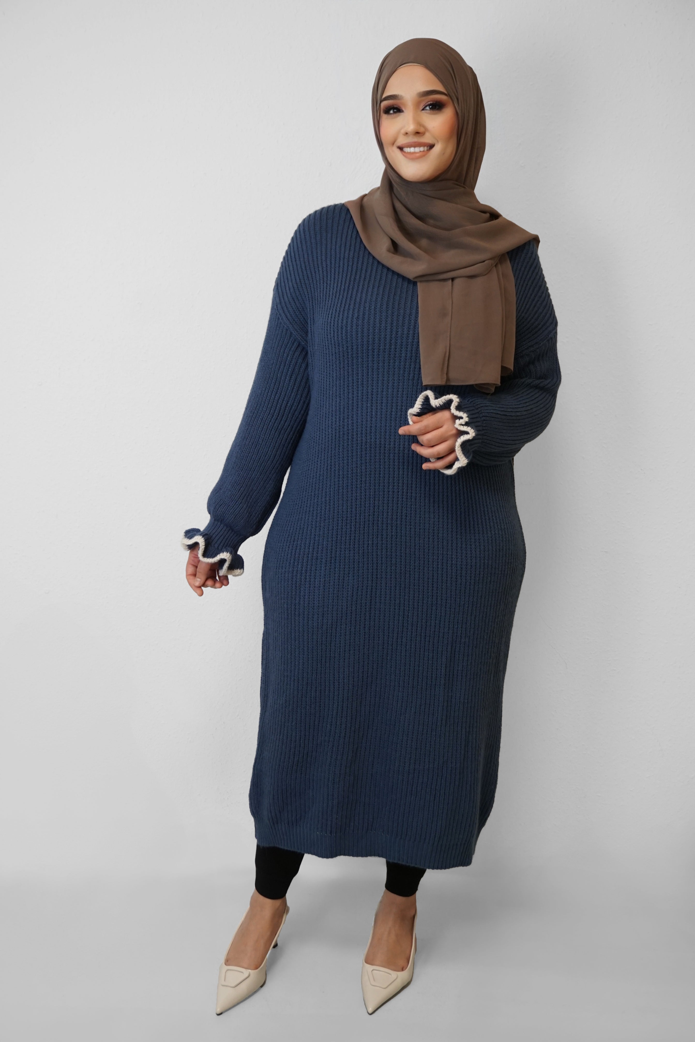 Strick-Kleid Jasmin Jeansblau