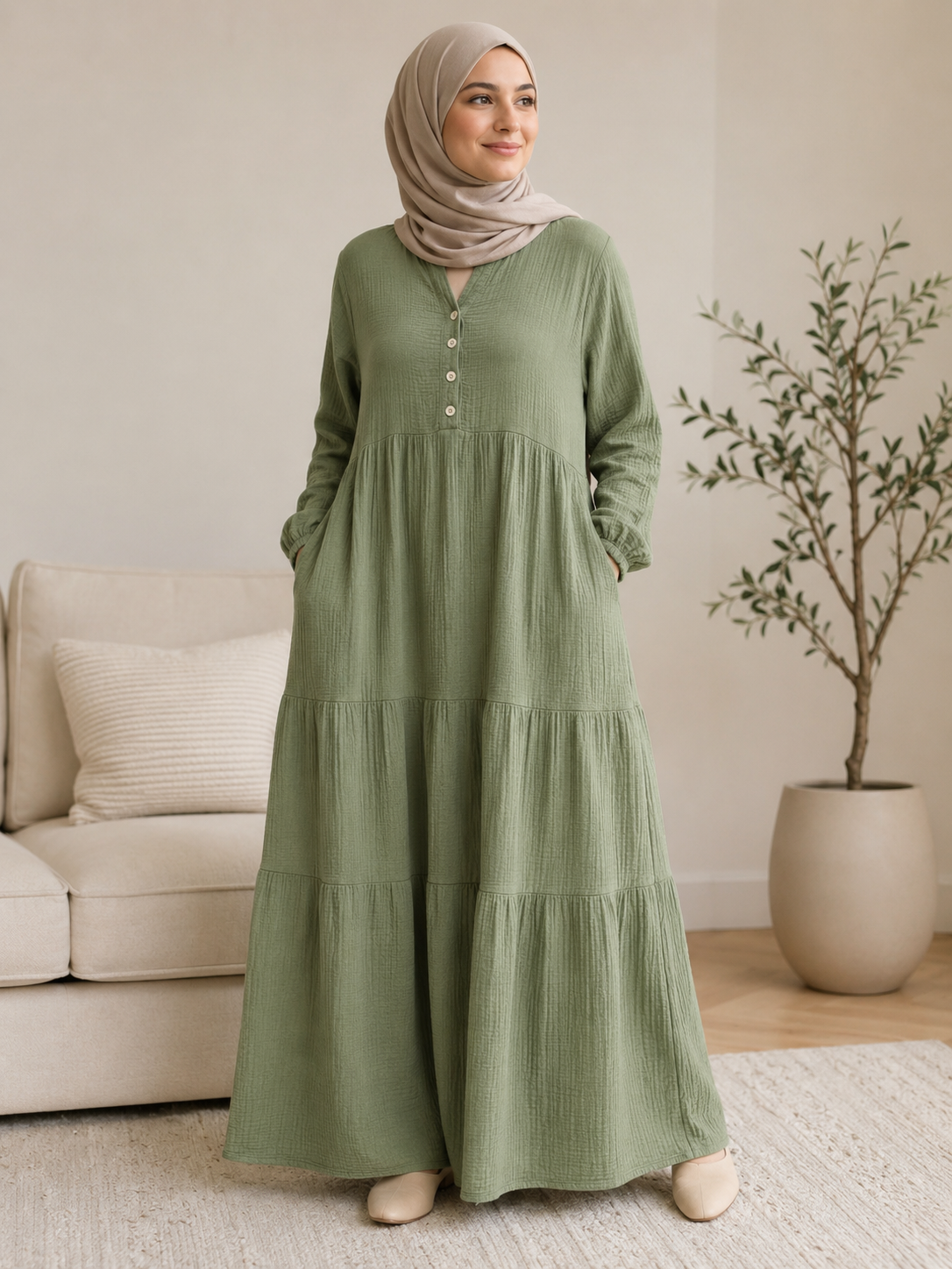Maxikleid Neferet Khaki