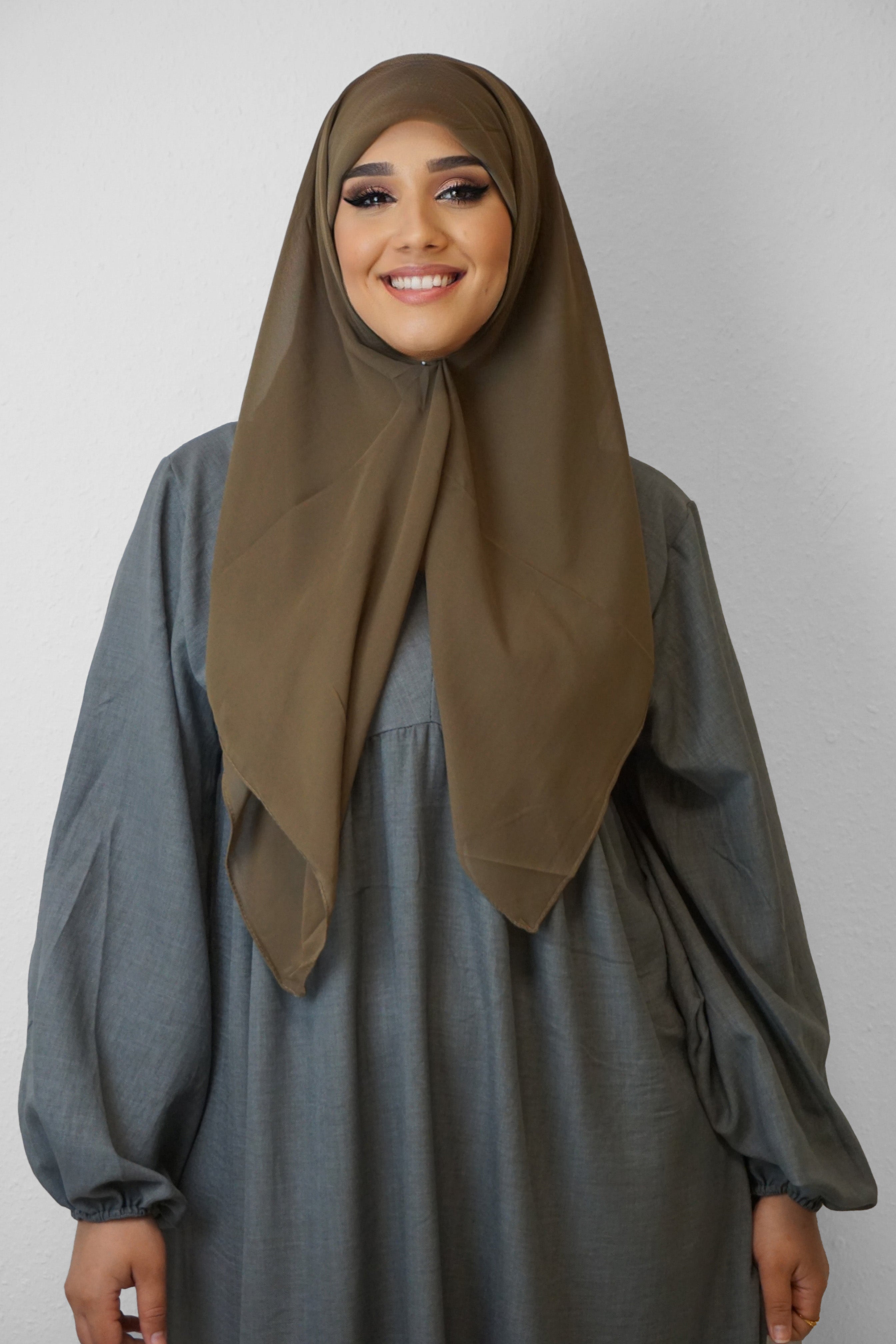 Chiffon Quadrat Hijab Khaki