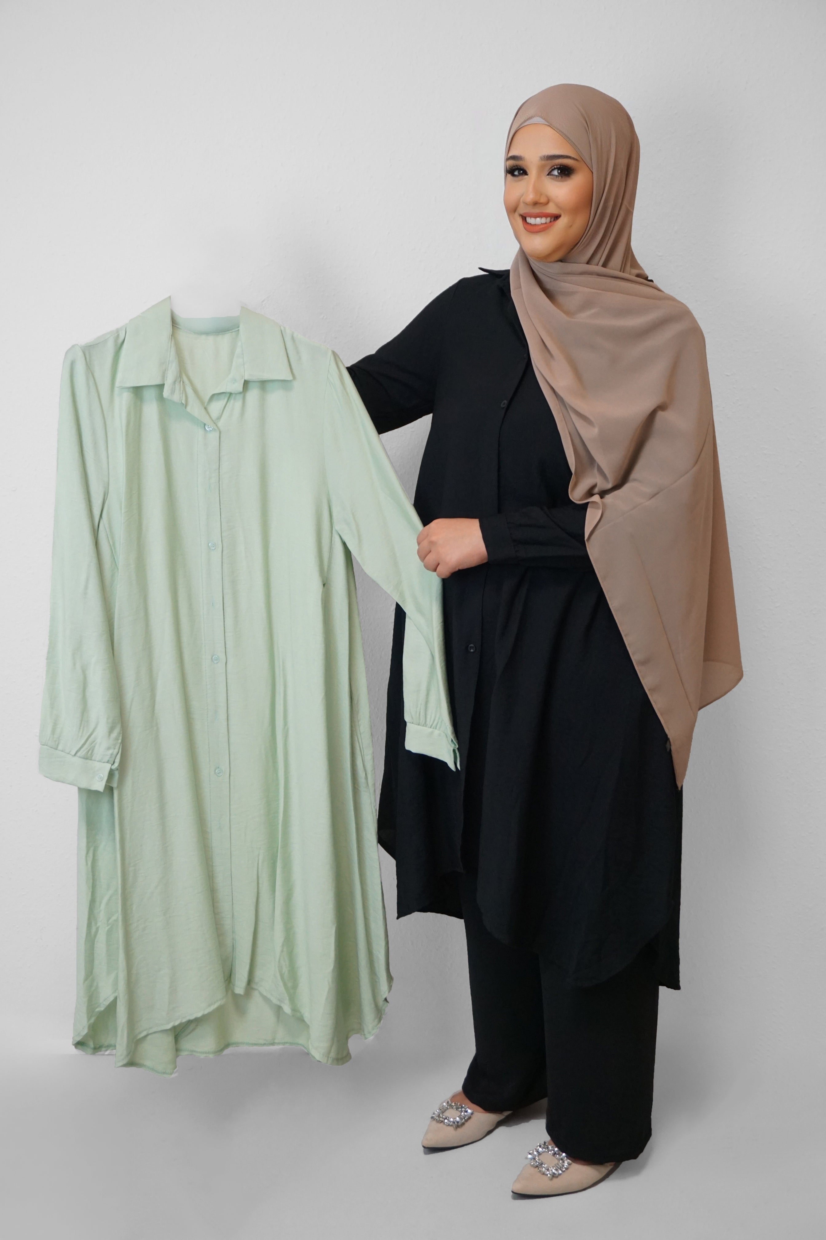 Tunika Selima mit Tasche Pistazie