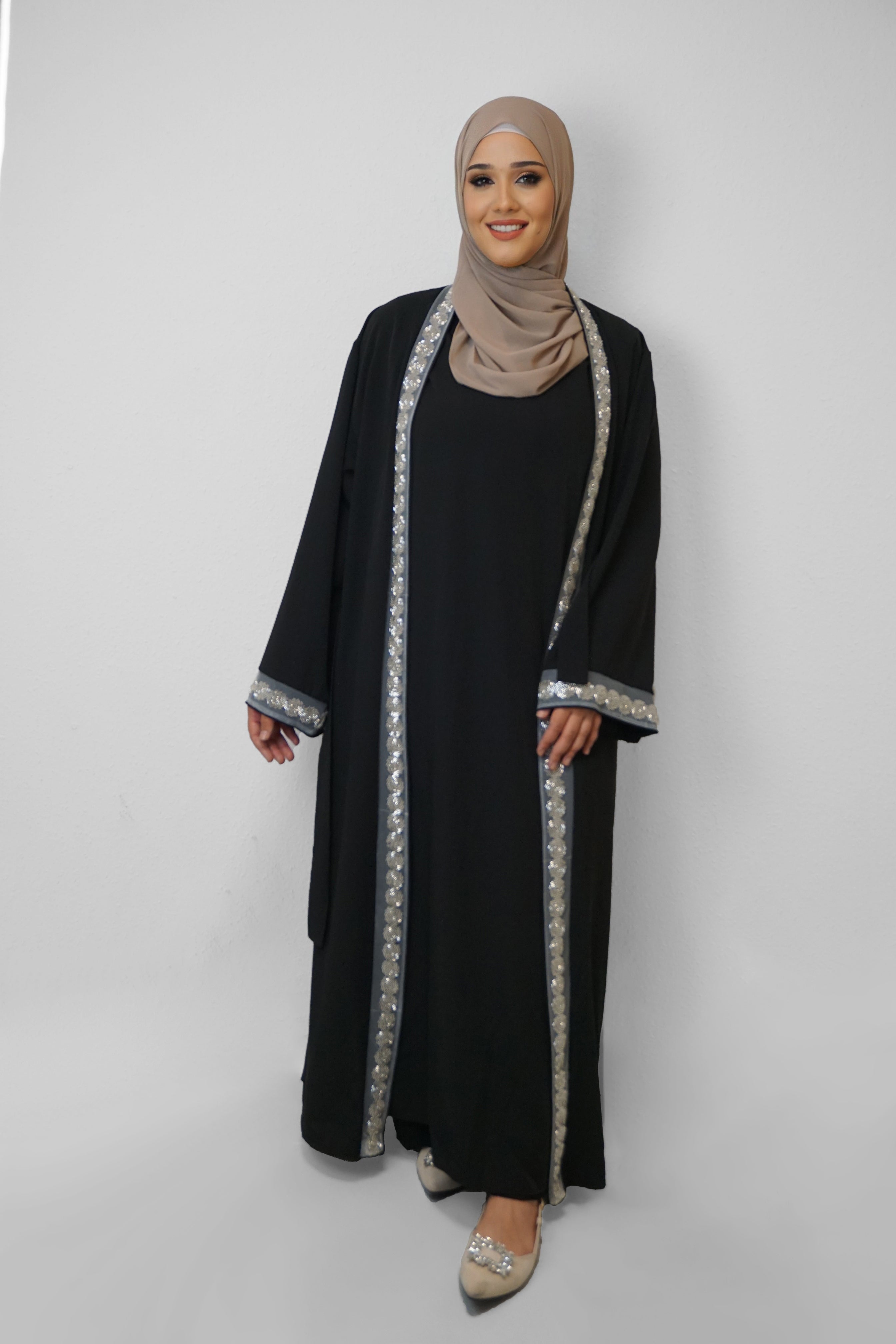 Zweiteiler Abaya Melika Schwarz