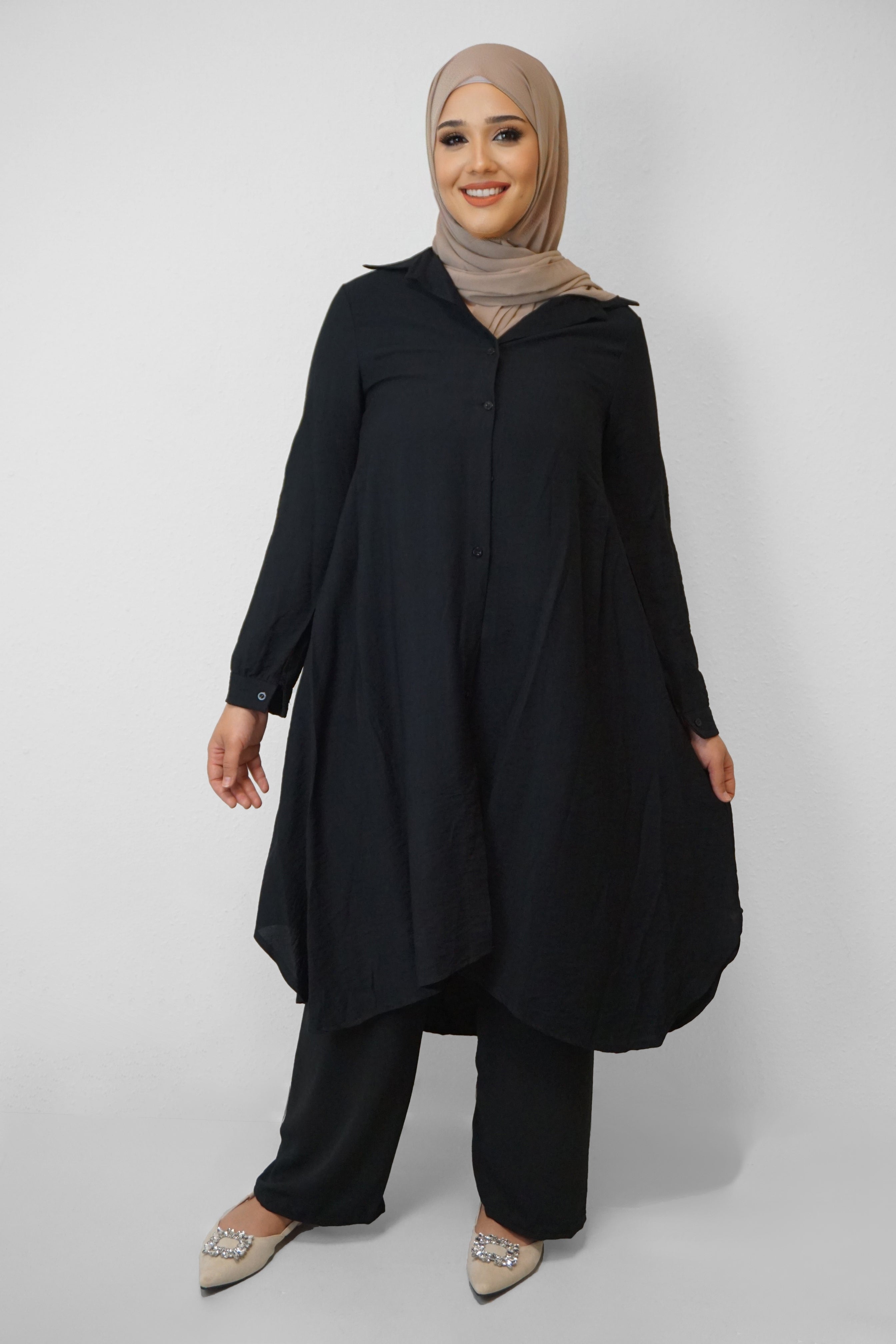 Tunika Selima mit Tasche Schwarz