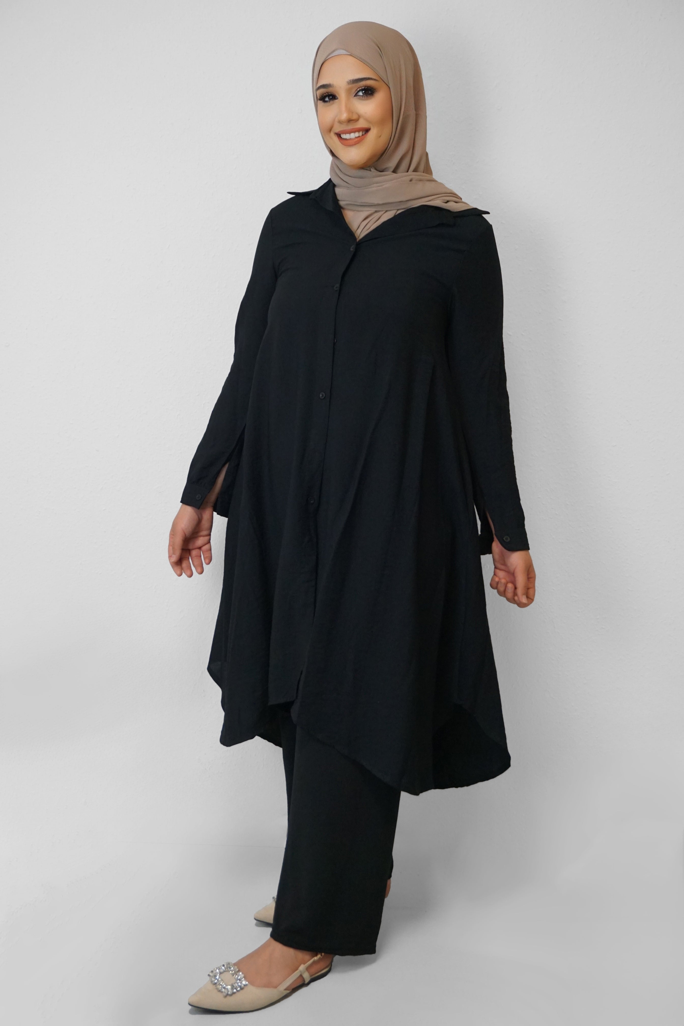 Tunika Selima mit Tasche Schwarz