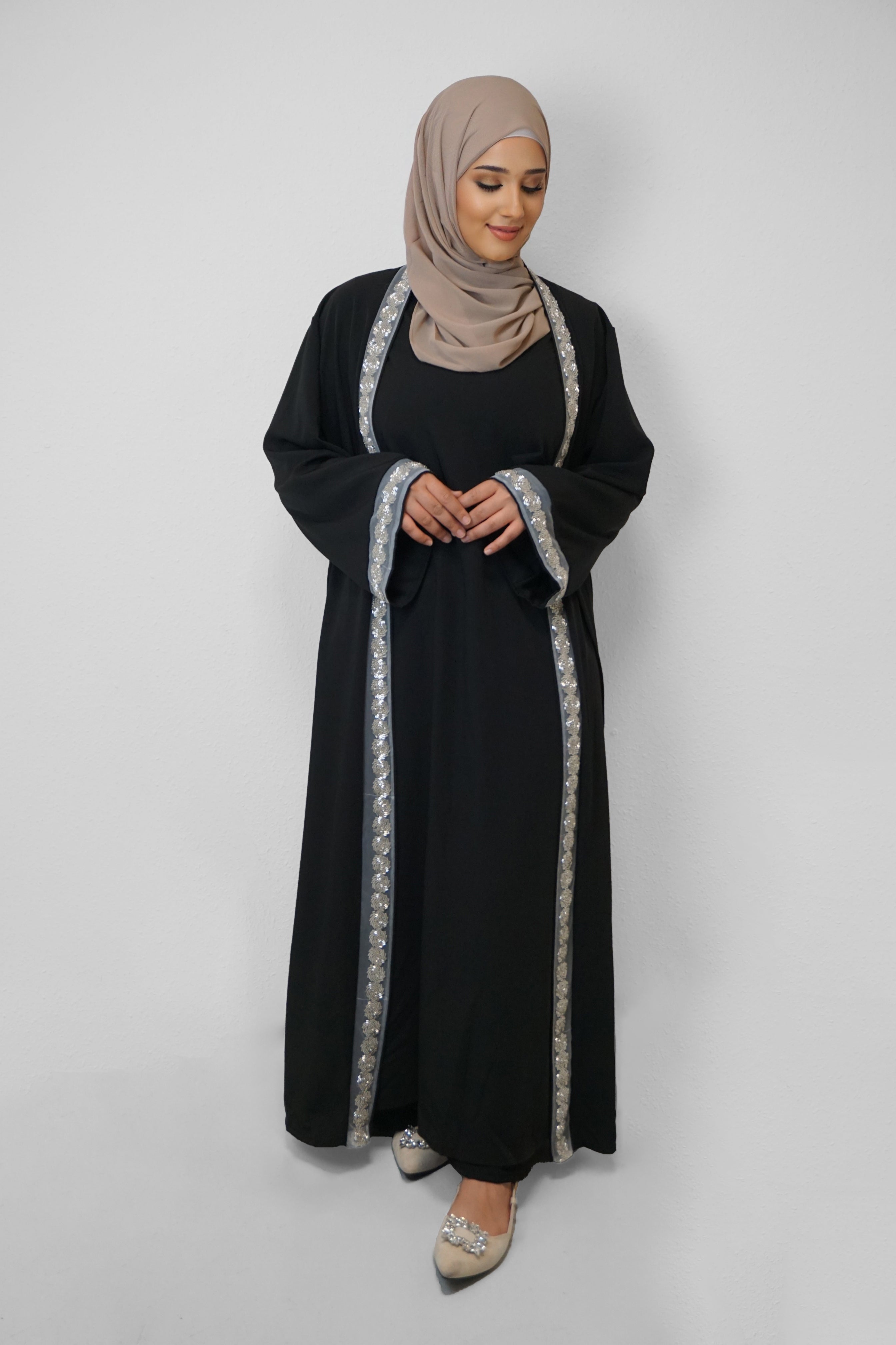 Zweiteiler Abaya Melika Schwarz