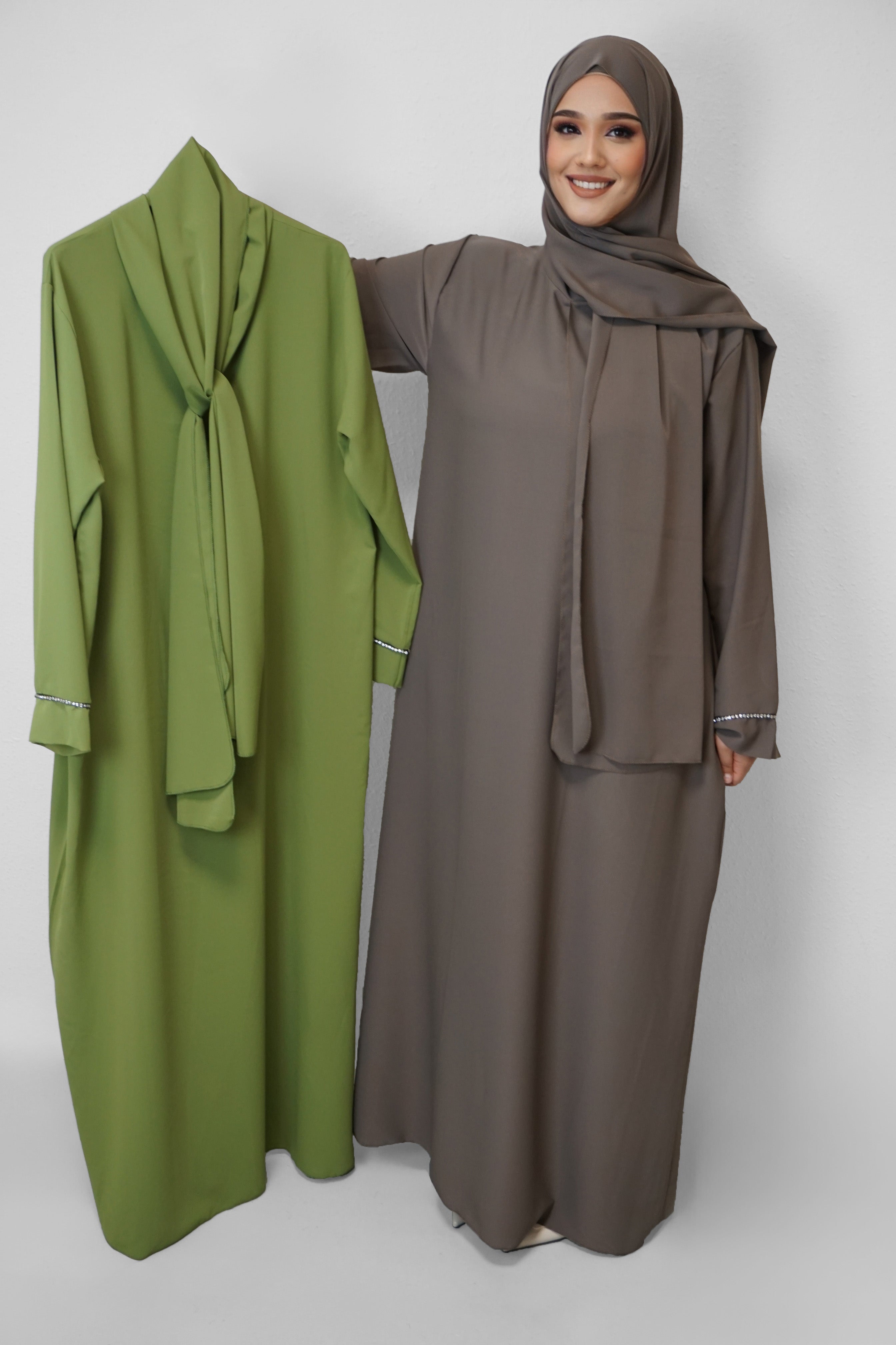 Abaya Hajra Senfgrün