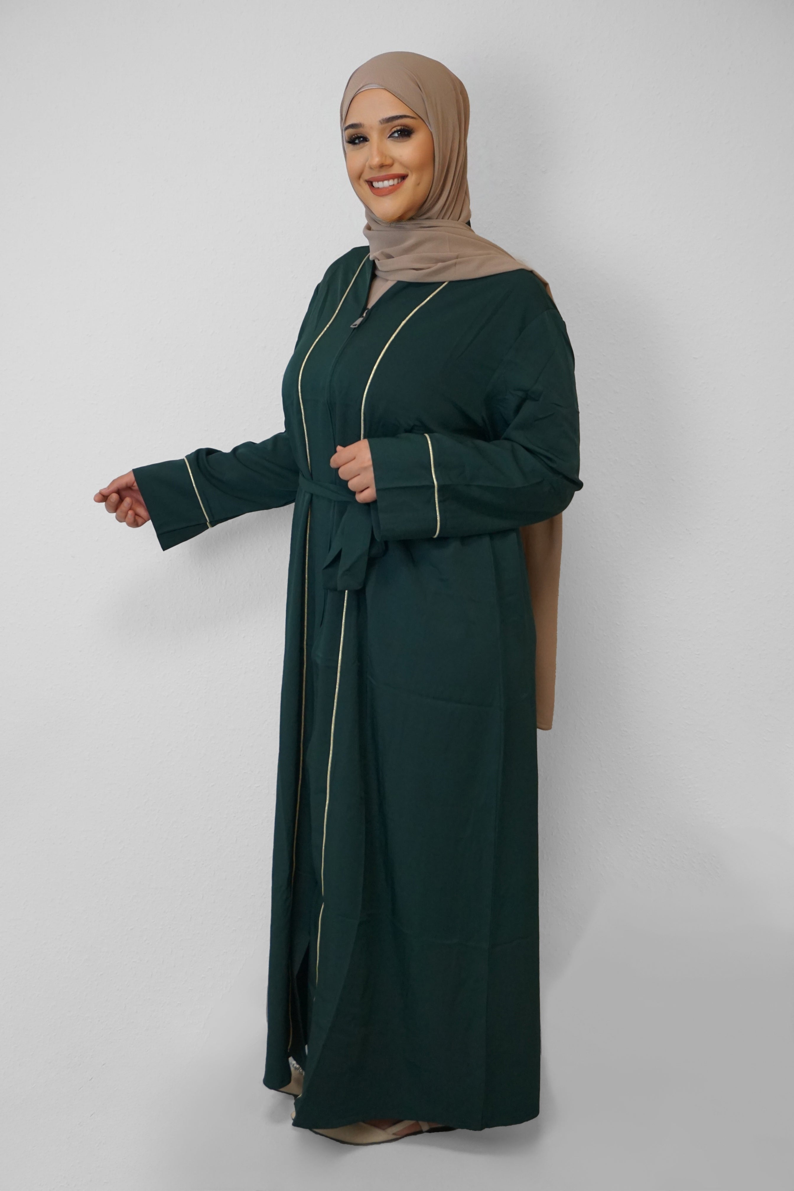 Abaya Namika mit Reisverschluss Smaragdgrün