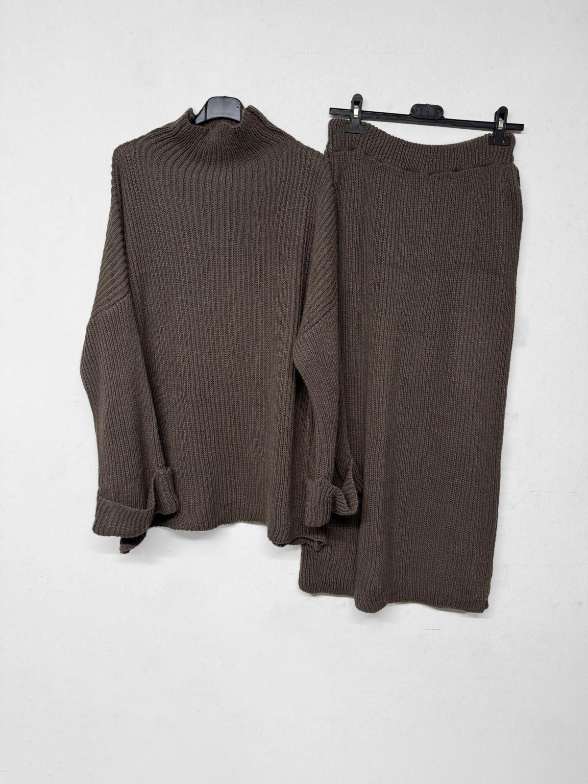 Grobstrick Zwei-Teiler Rock Cinta Taupe