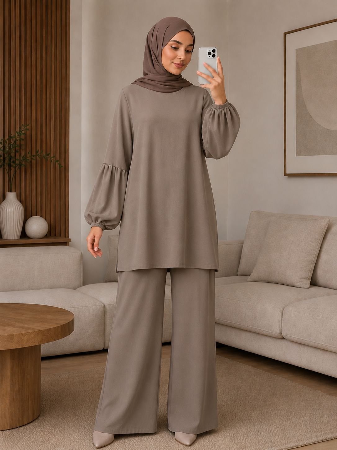 Zwei-Teiler Hose Amunira Taupe