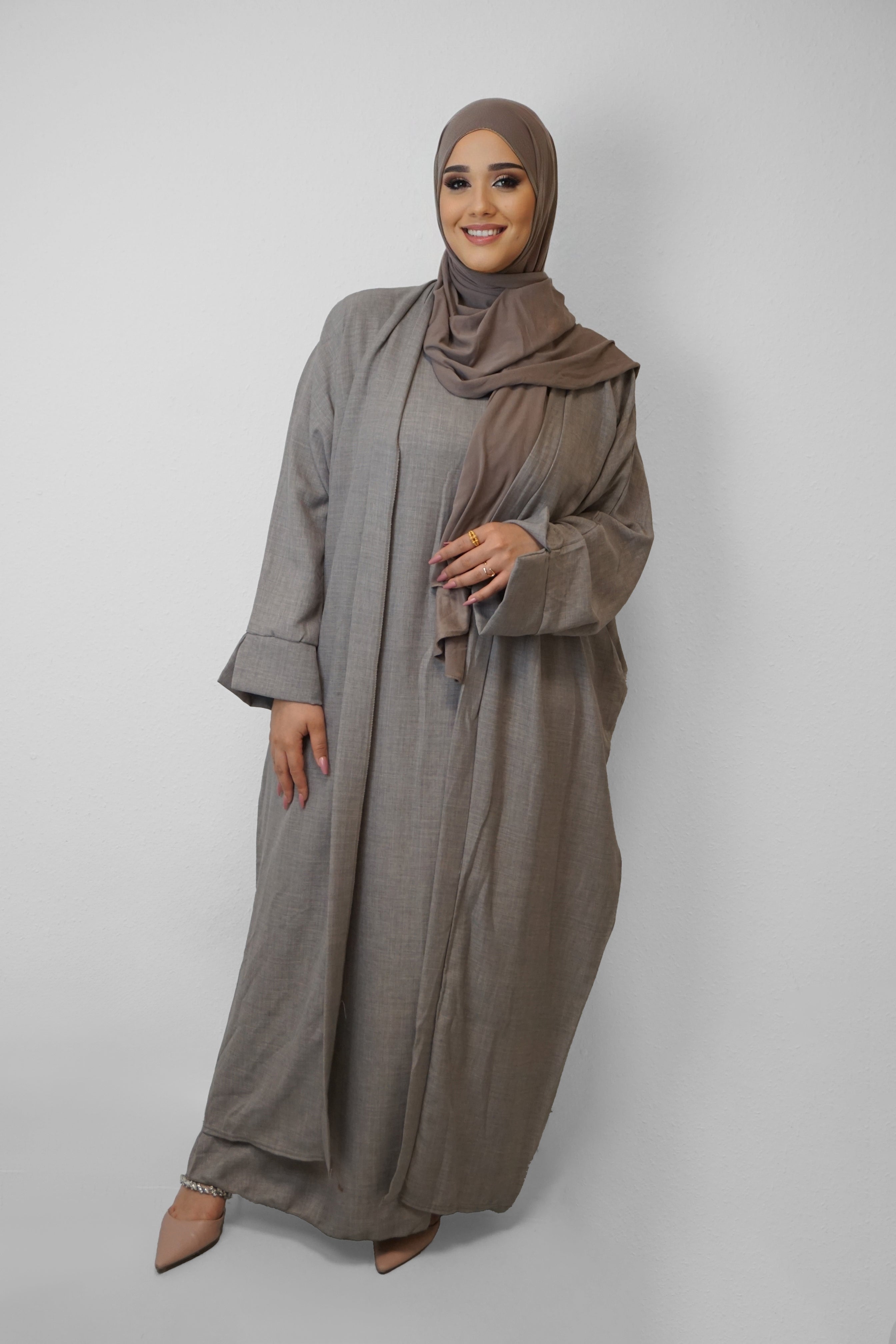 Zwei-Teiler Abaya Nasira Taupe