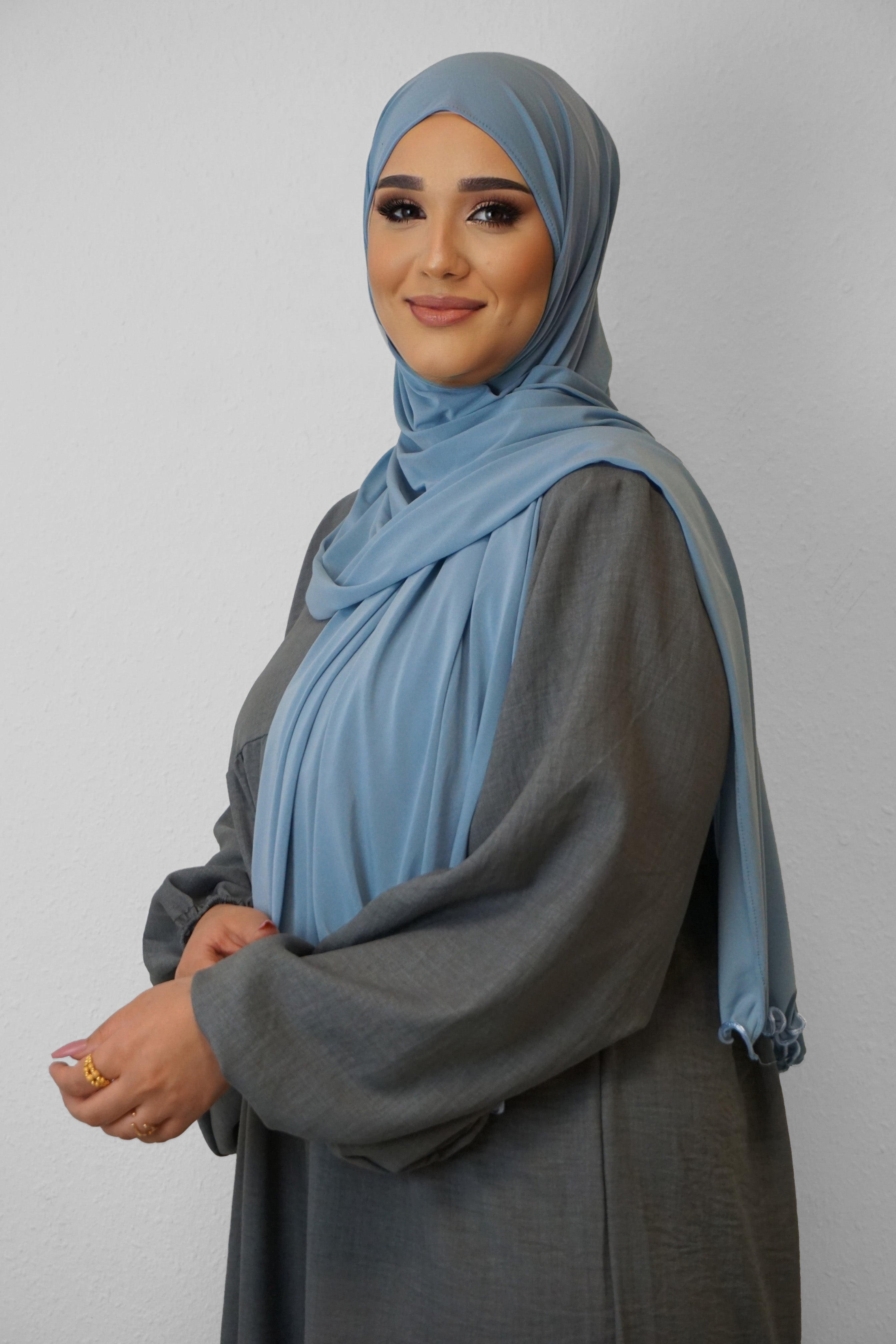 Premium Jersey Deluxe Wellenhijab Türkisblau