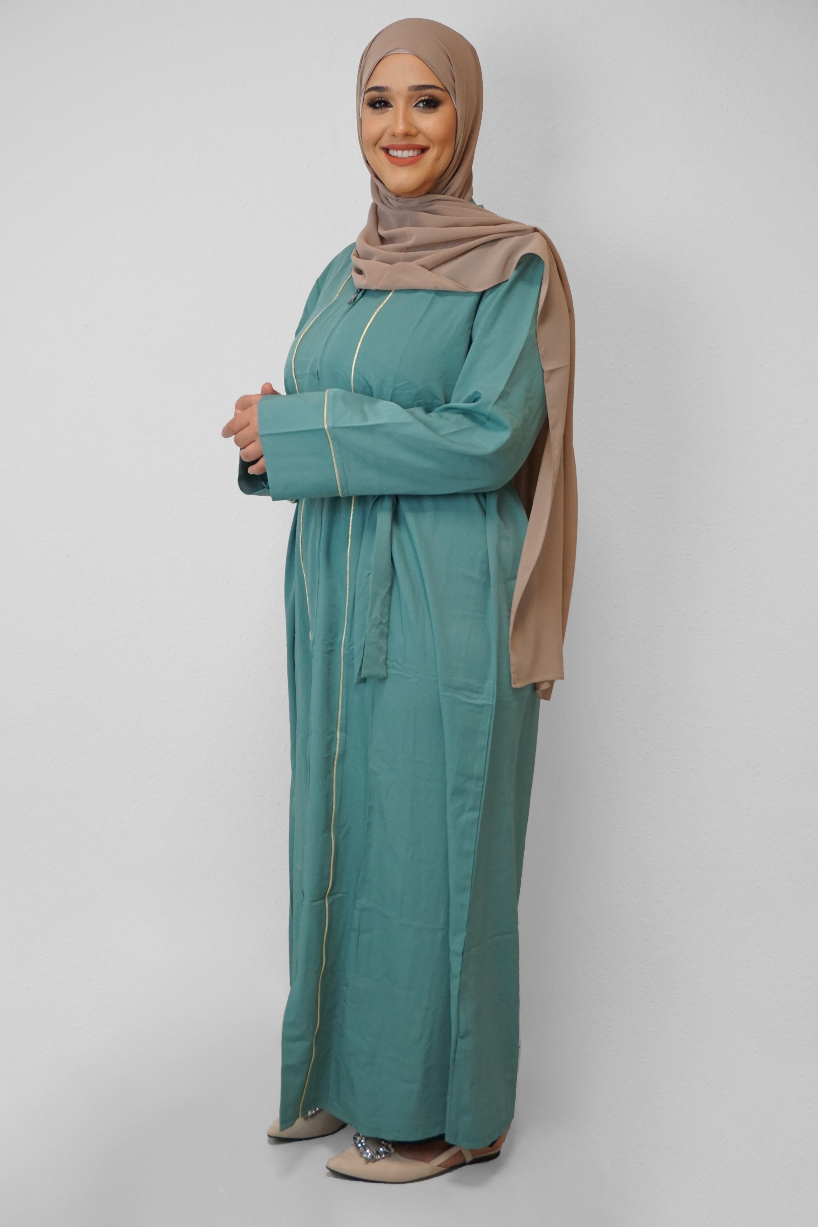 Abaya Namika mit Reisverschluss Turkis