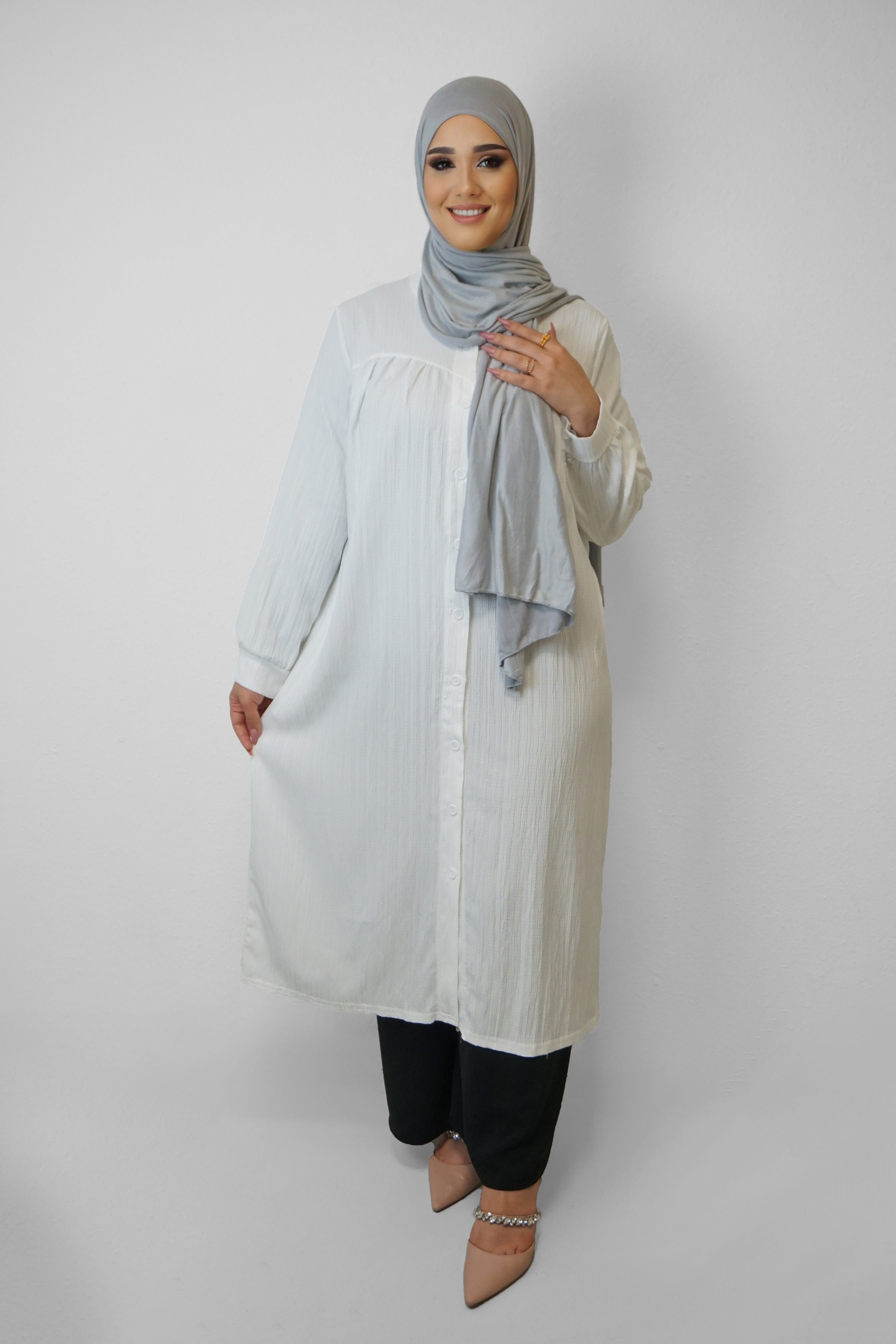 Tunika Selim mit Tasche Weiß