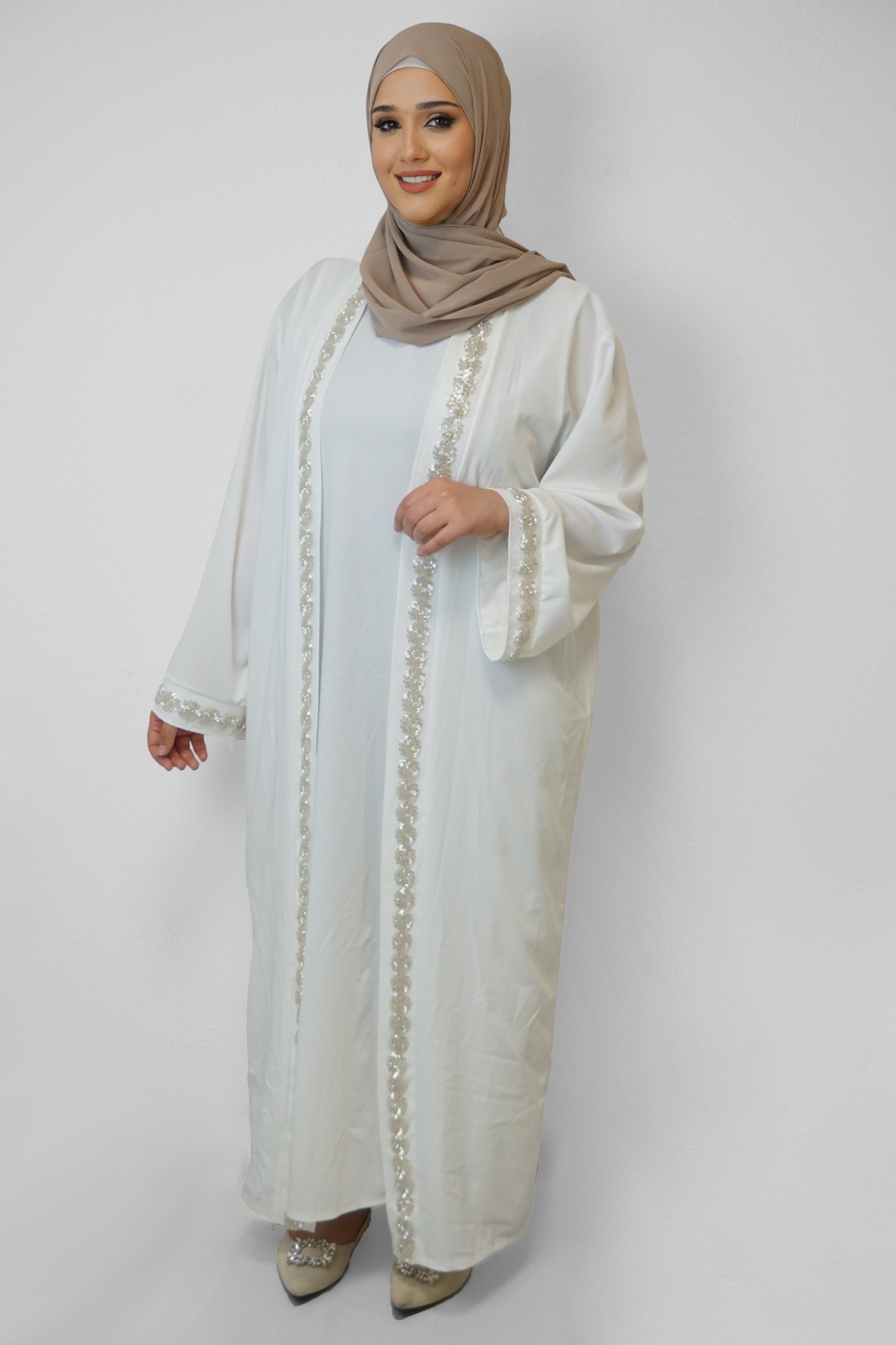 Zweiteiler Abaya Melika Weiß