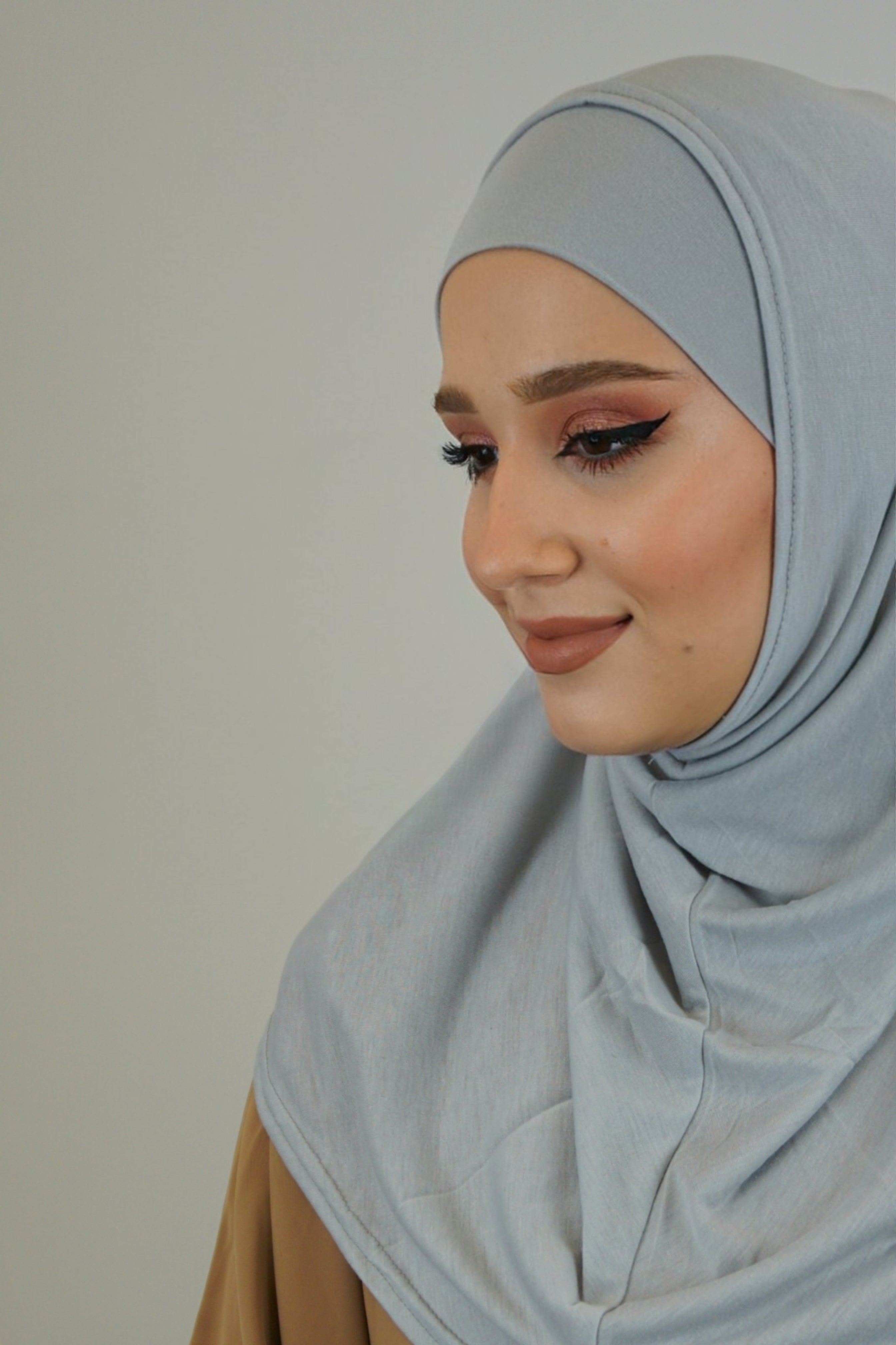 Jersey FertigHijab Zwei-Teiler Silbergrau