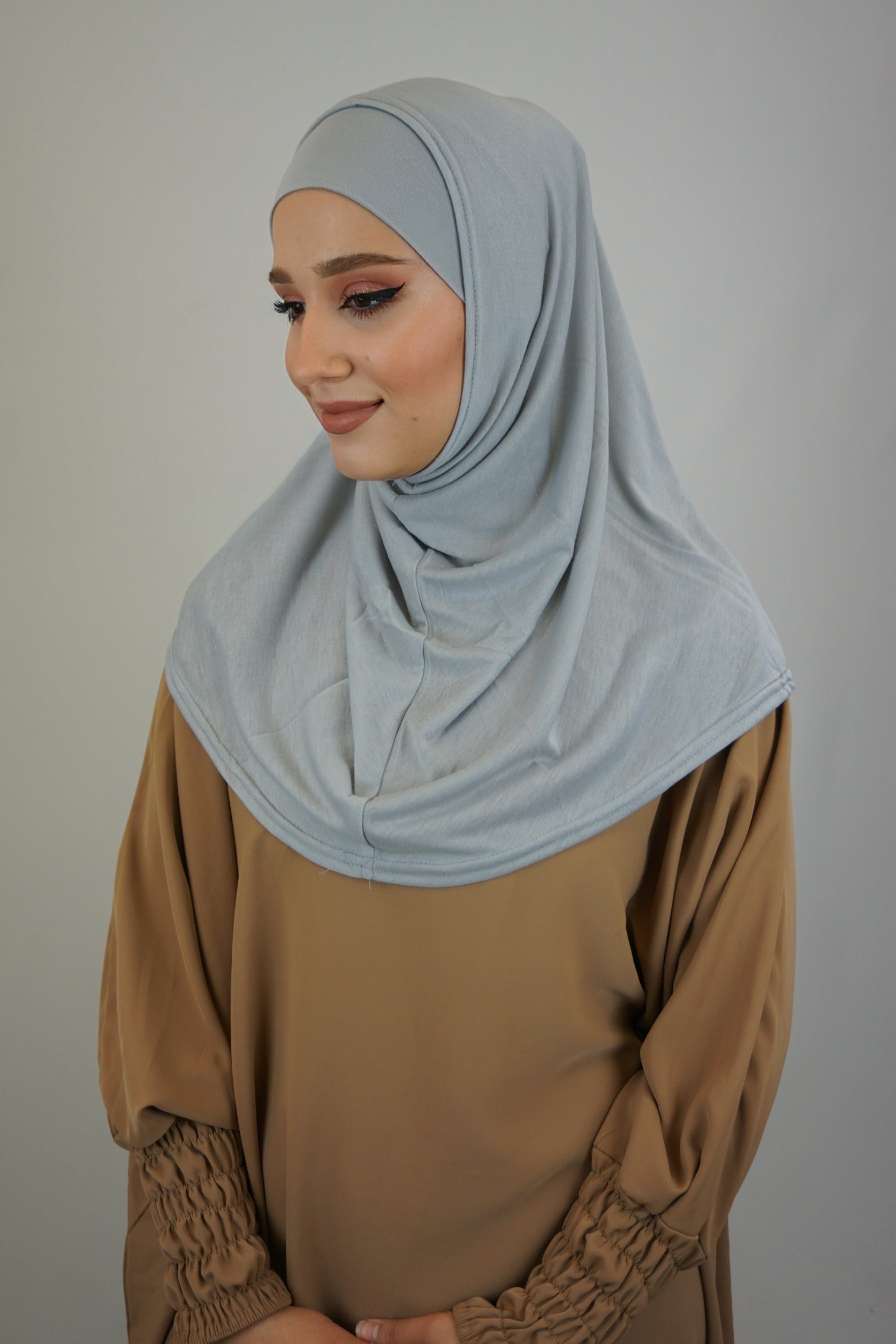 Jersey FertigHijab Zwei-Teiler Silbergrau