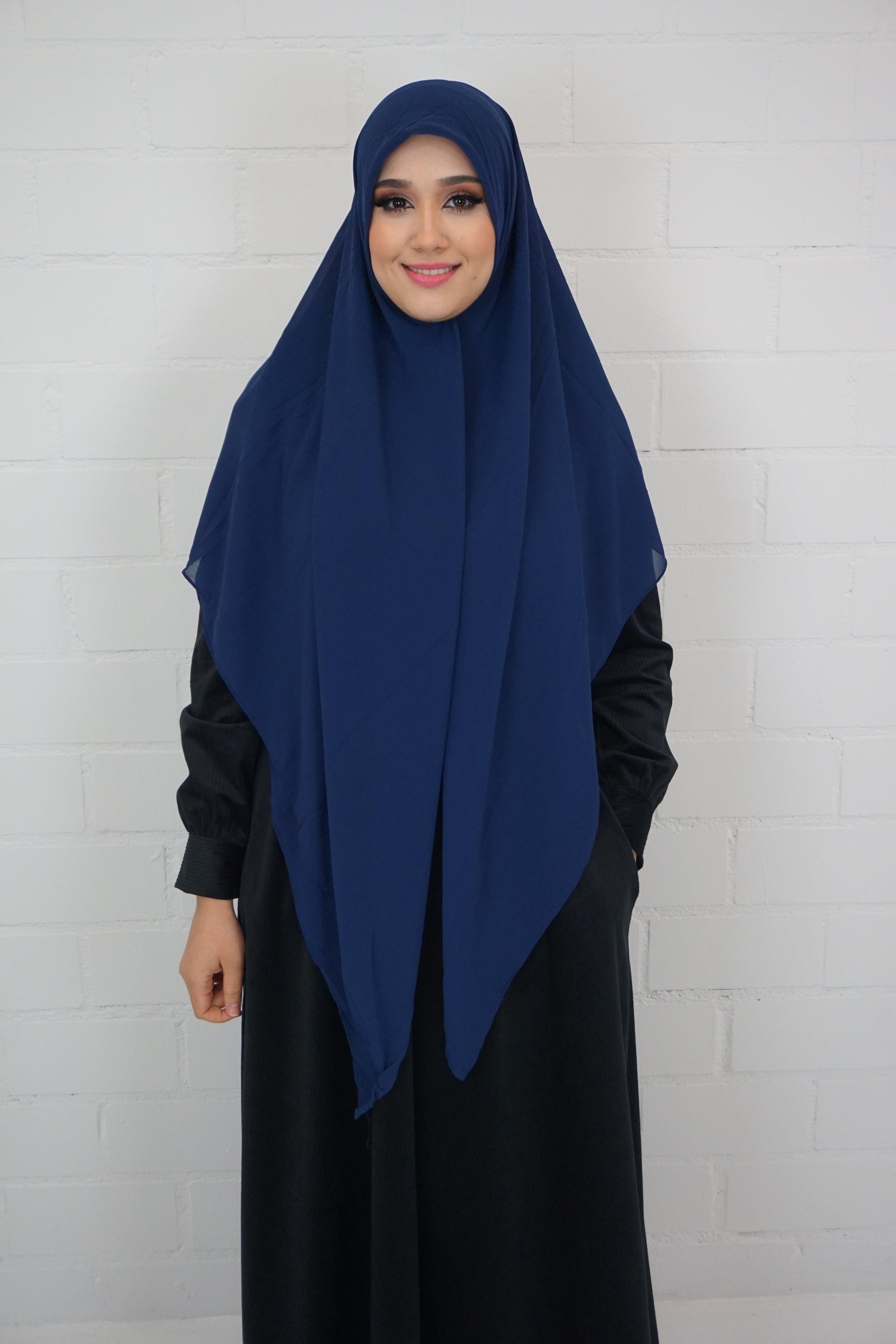 XL Chiffon Quadrat Hijab Dunkelblau