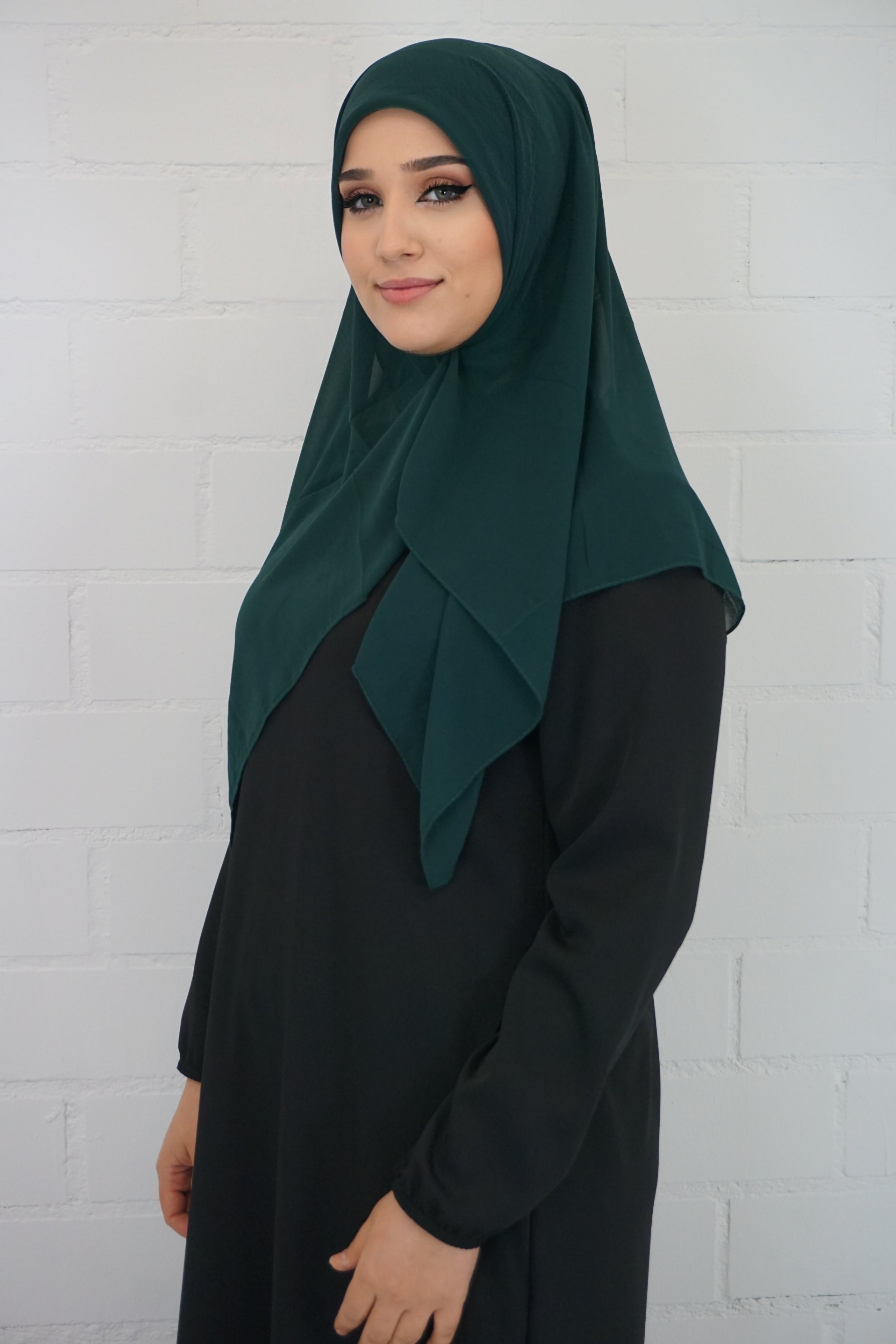 Chiffon Quadrat Hijab Smaragdgrün