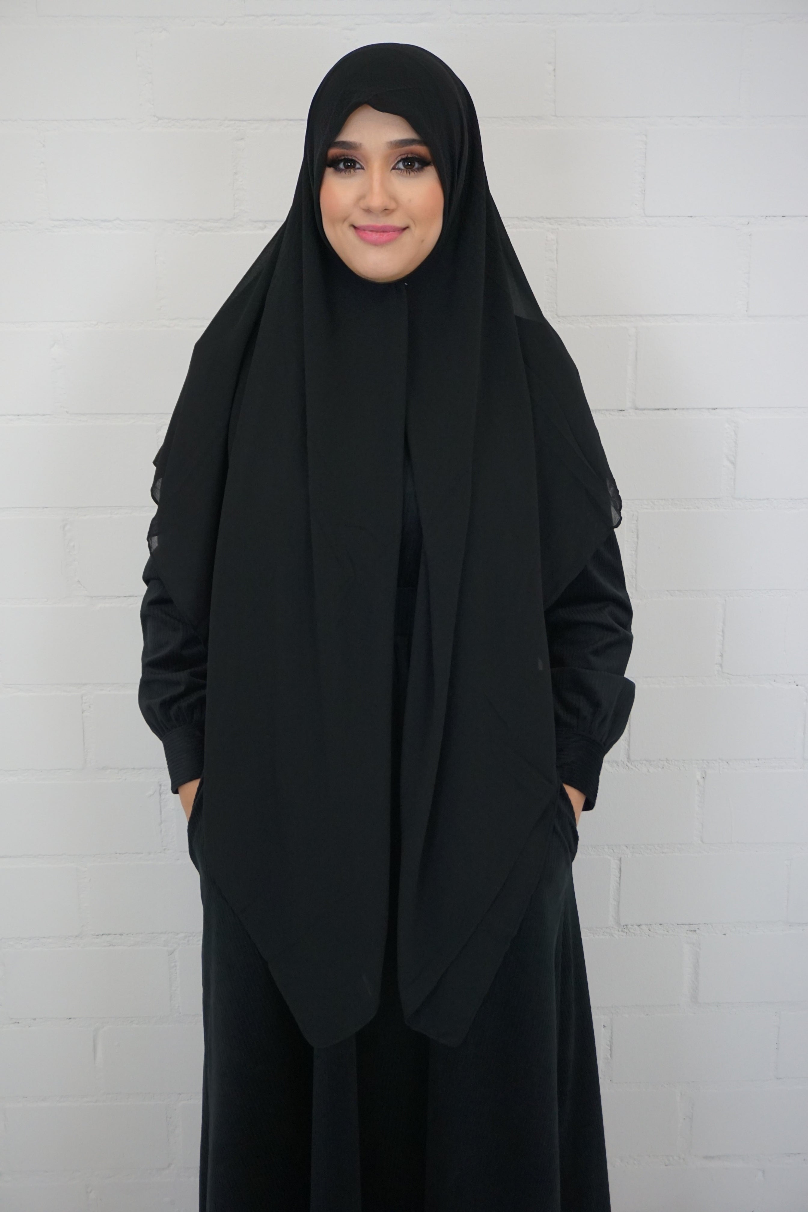 XL Chiffon Quadrat Hijab Schwarz