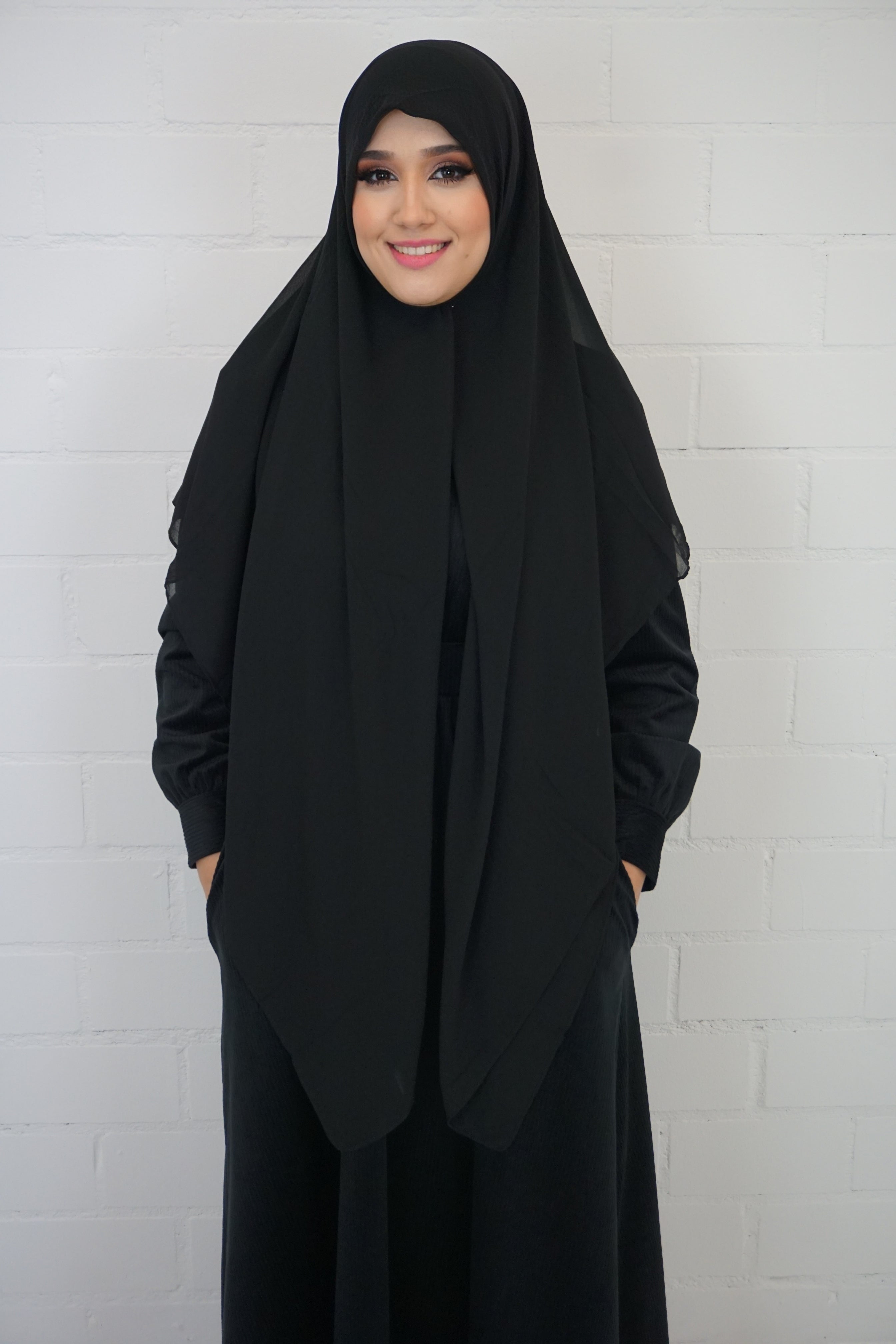 XL Chiffon Quadrat Hijab Schwarz
