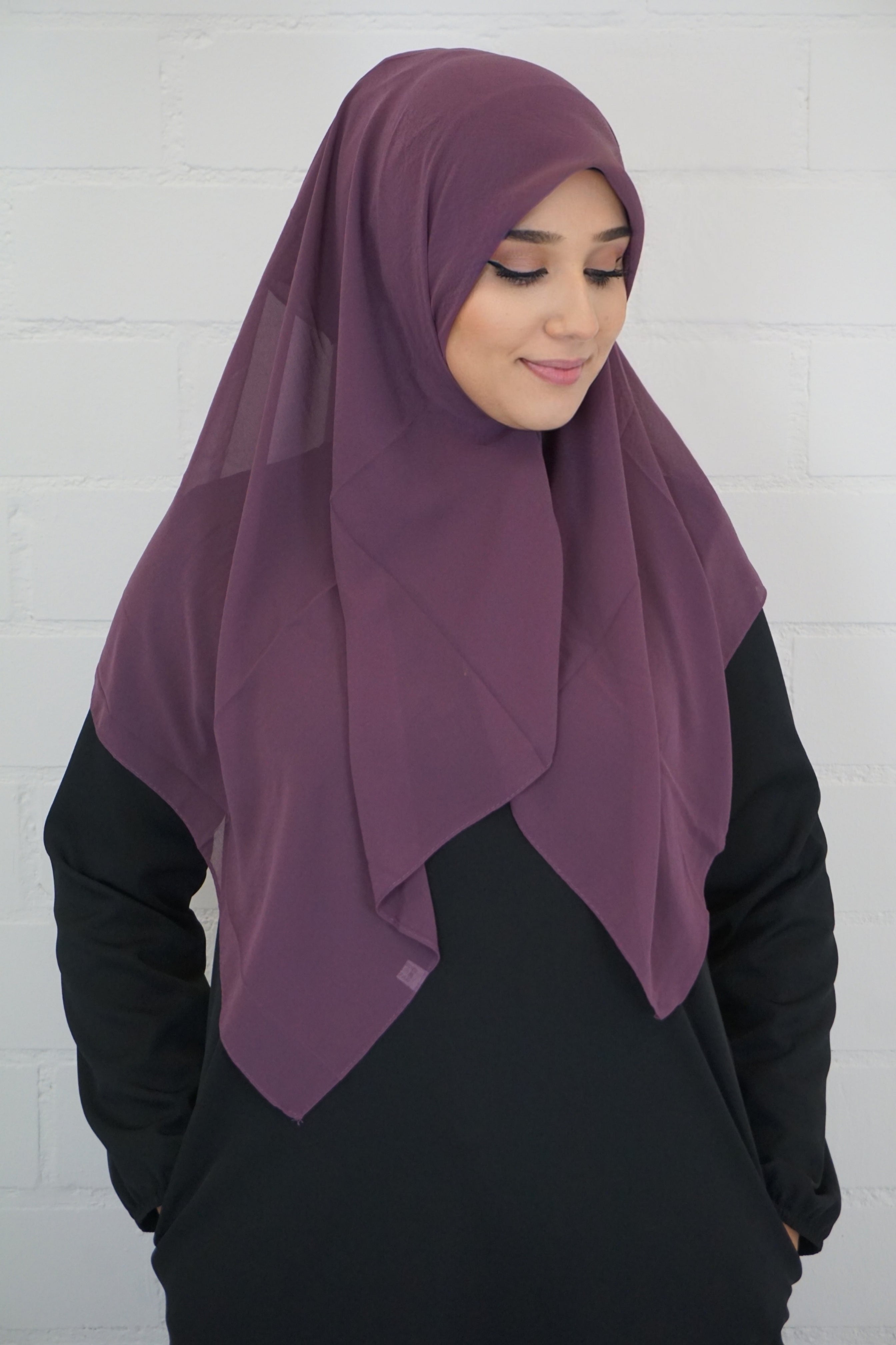 Chiffon Quadrat Hijab Darkviolett