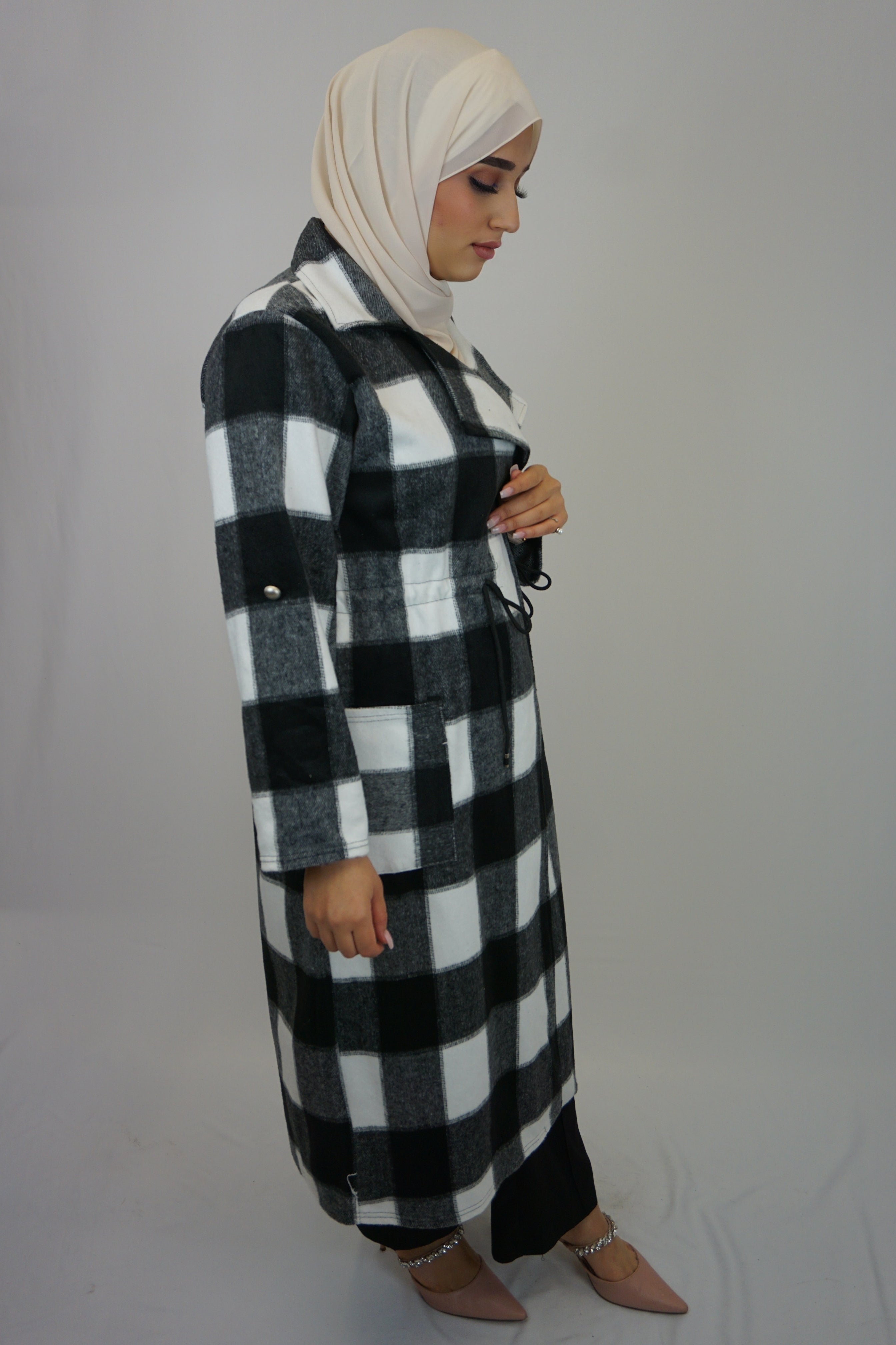 Maxi Cardigan Maida Schwarz-Weiß