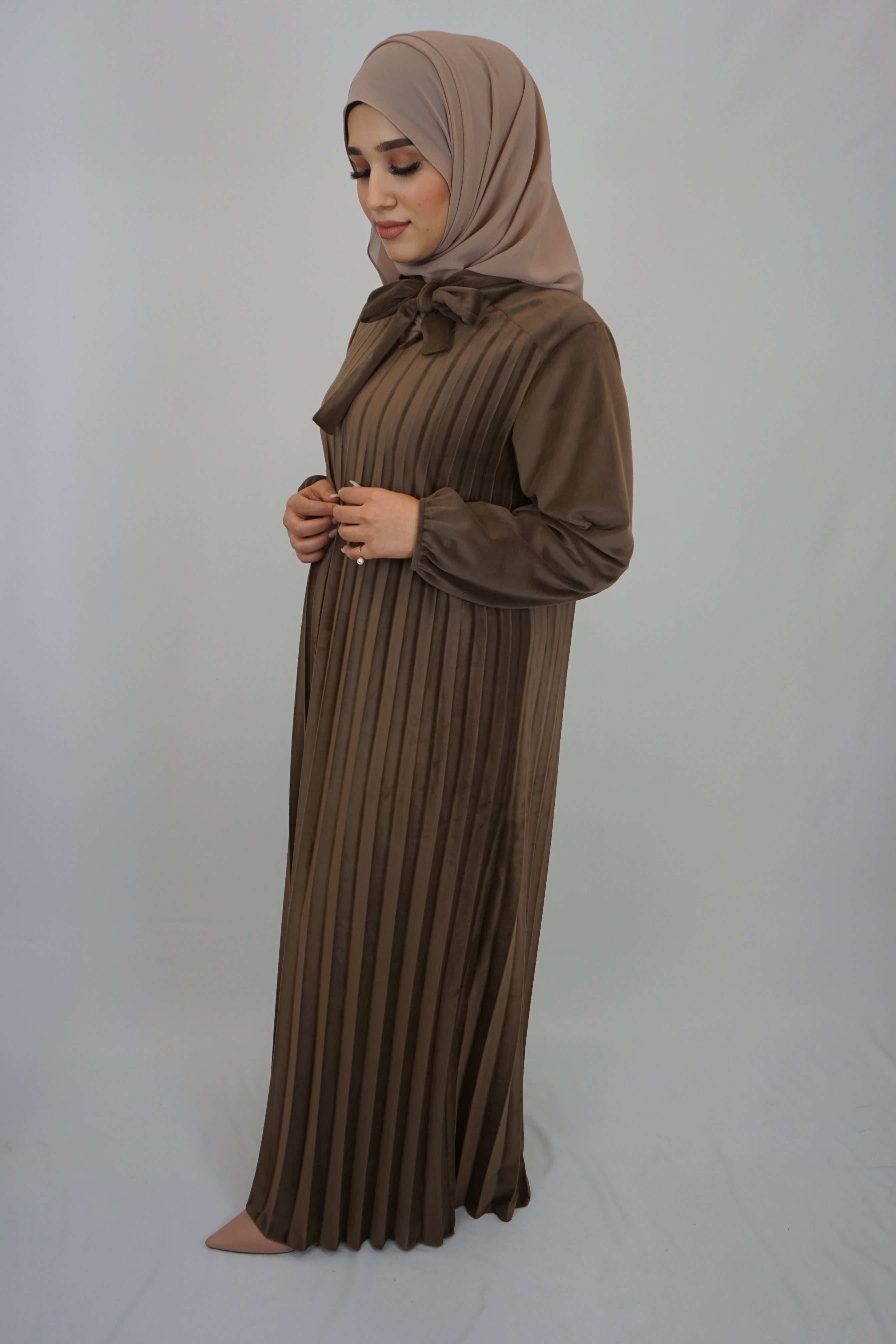 Maxi Samt Kleid Ava Coffee