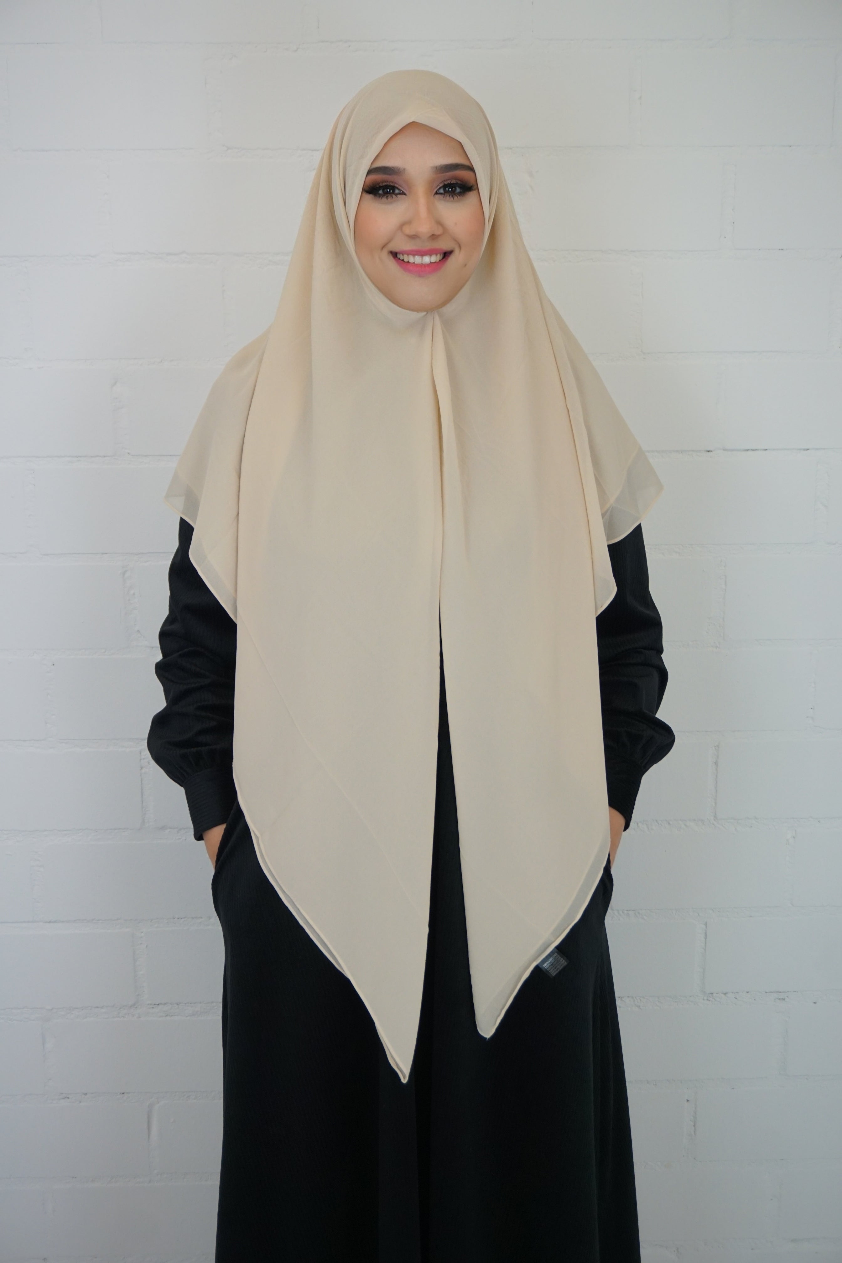 XL Chiffon Quadrat Hijab Beige