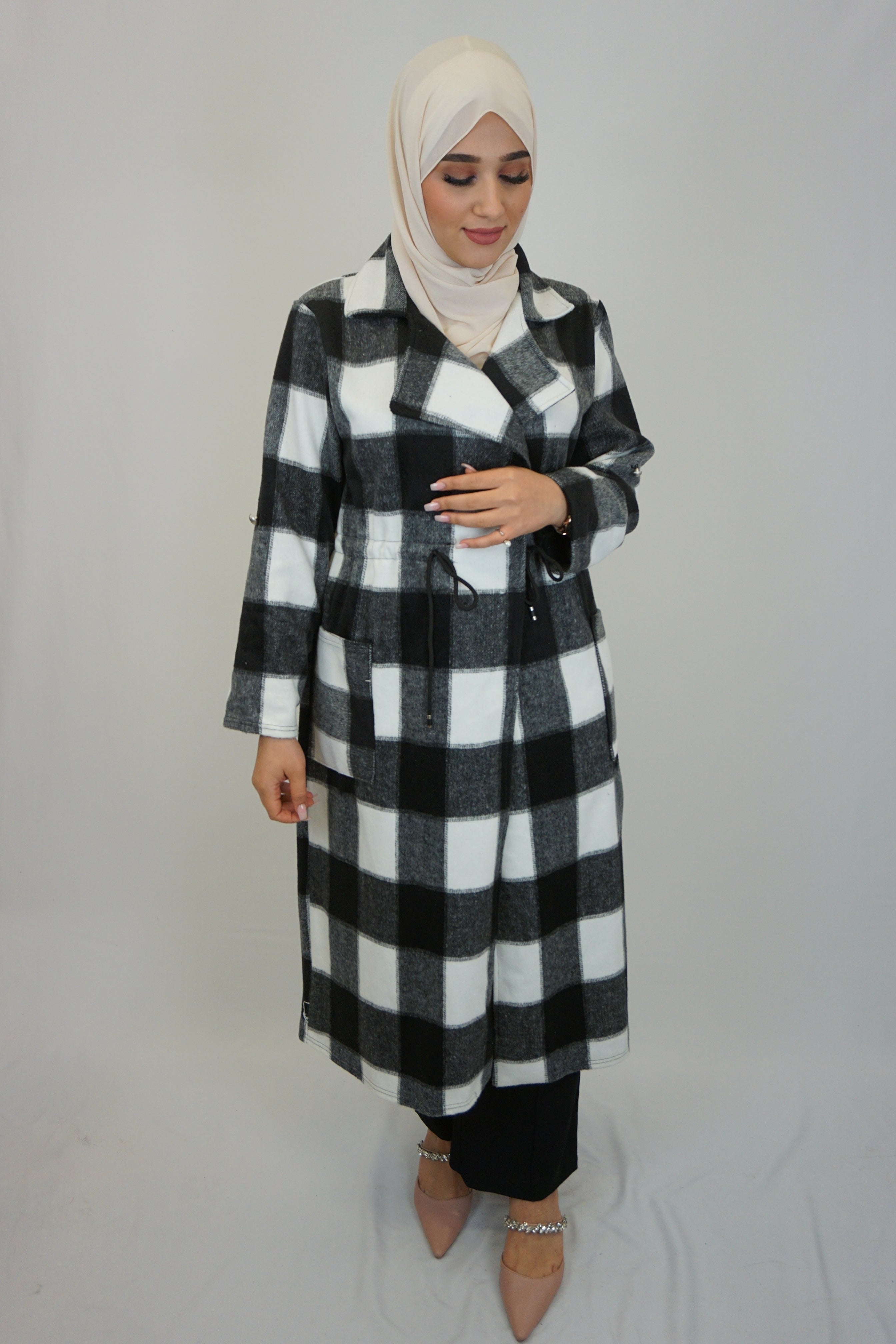 Maxi Cardigan Maida Schwarz-Weiß