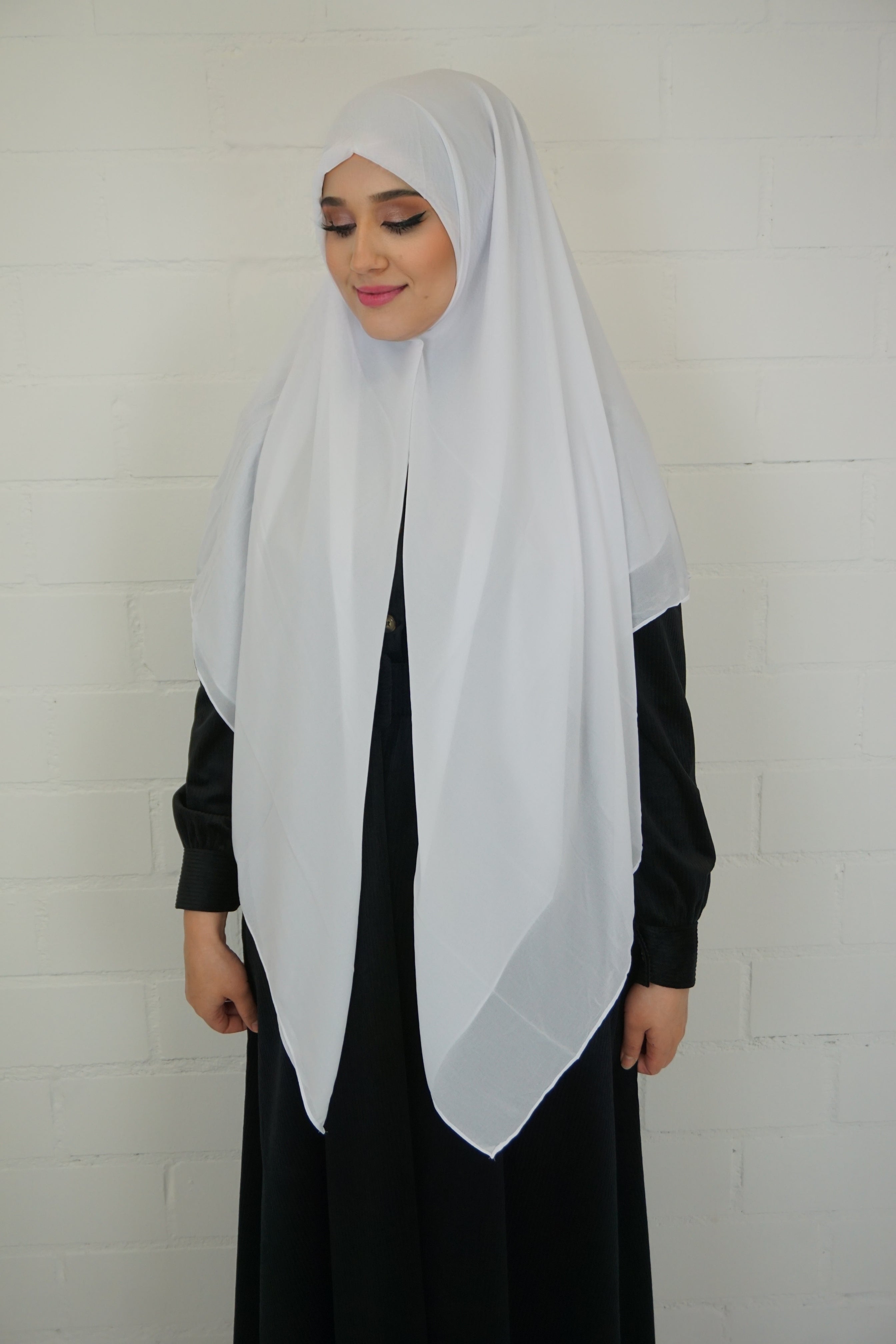 XL Chiffon Quadrat Hijab Weiss