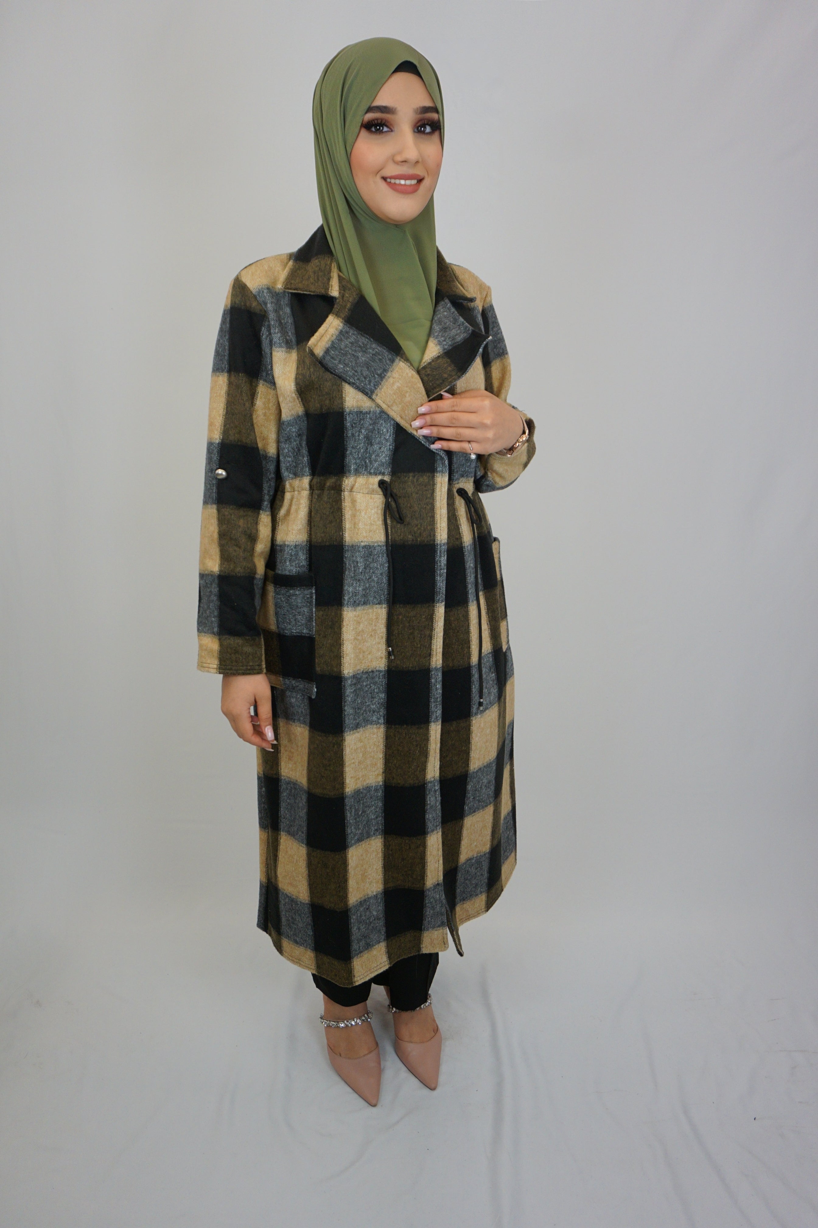 Maxi Cardigan Maida Schwarz-Beige