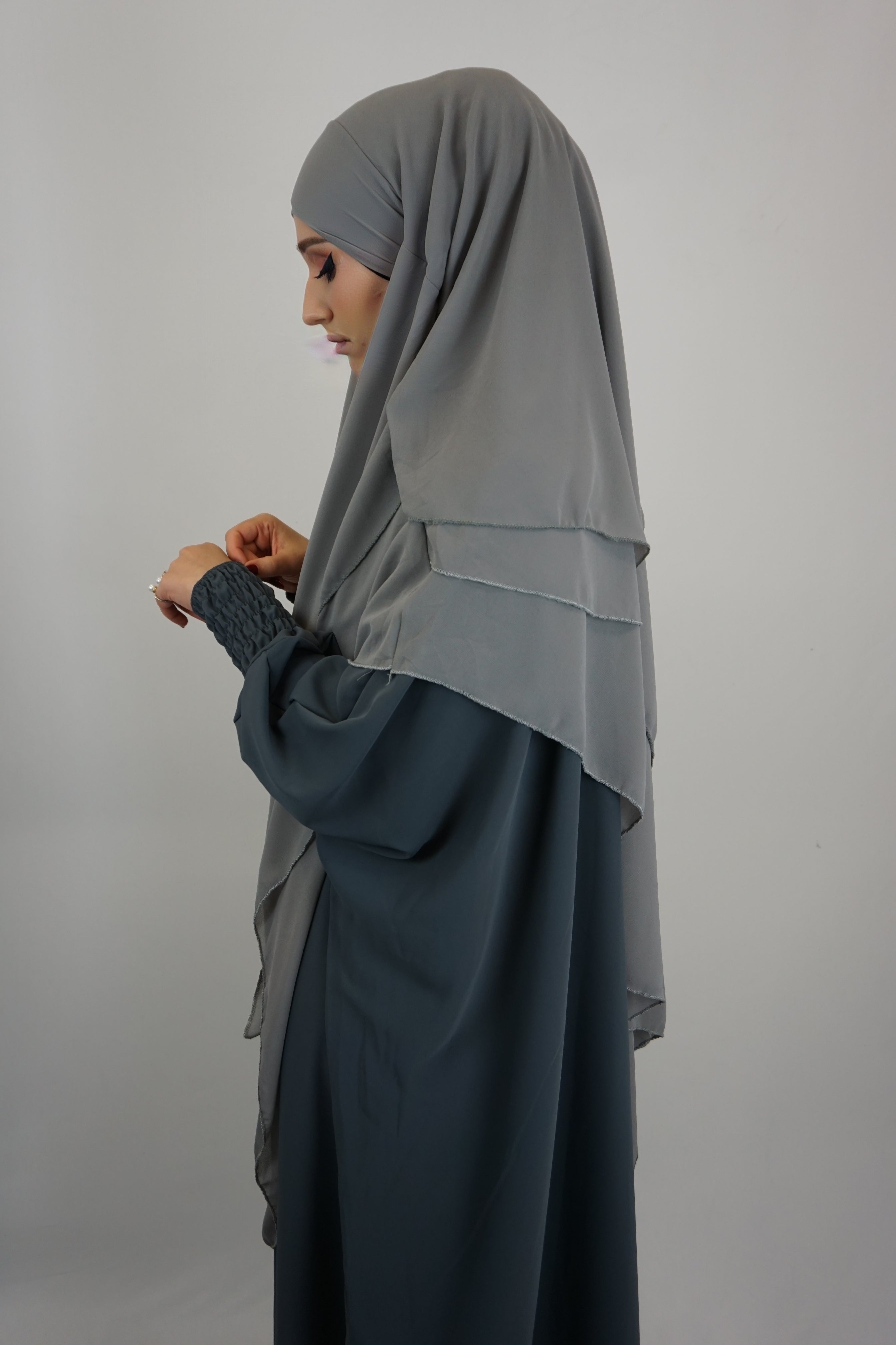 Khimar 3-lagig Dunkelgrau