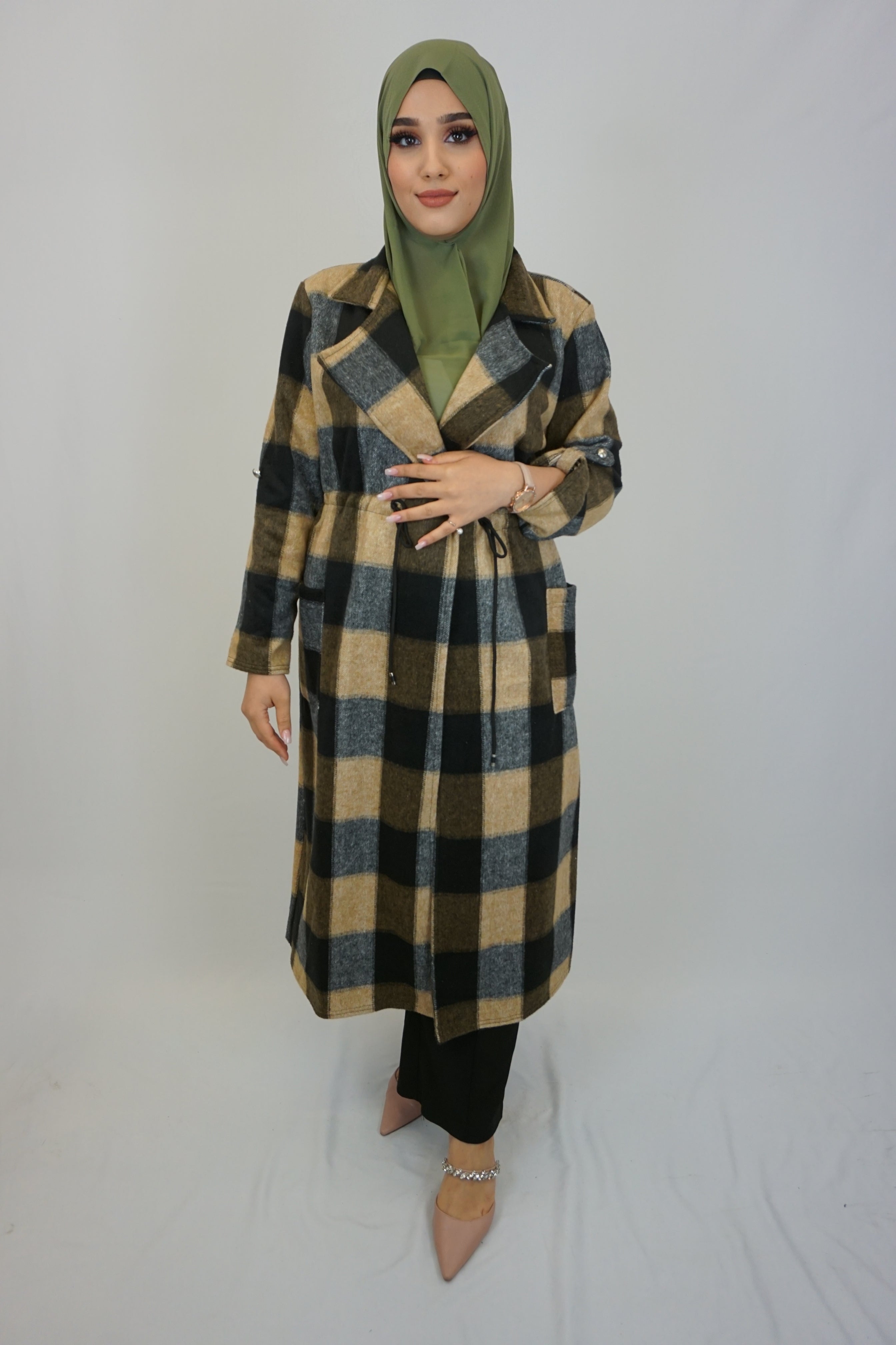 Maxi Cardigan Maida Schwarz-Beige