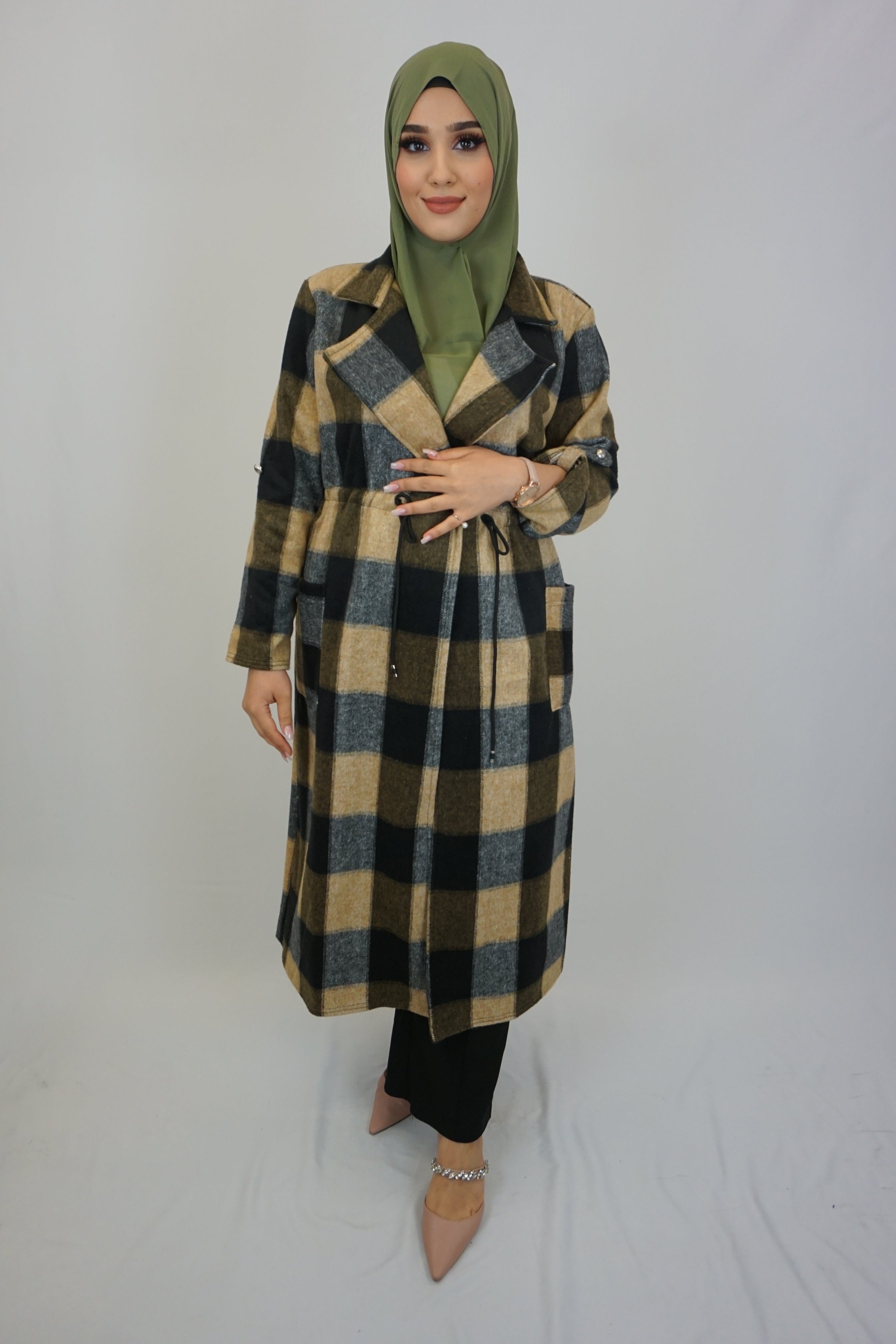 Maxi Cardigan Maida Schwarz-Beige