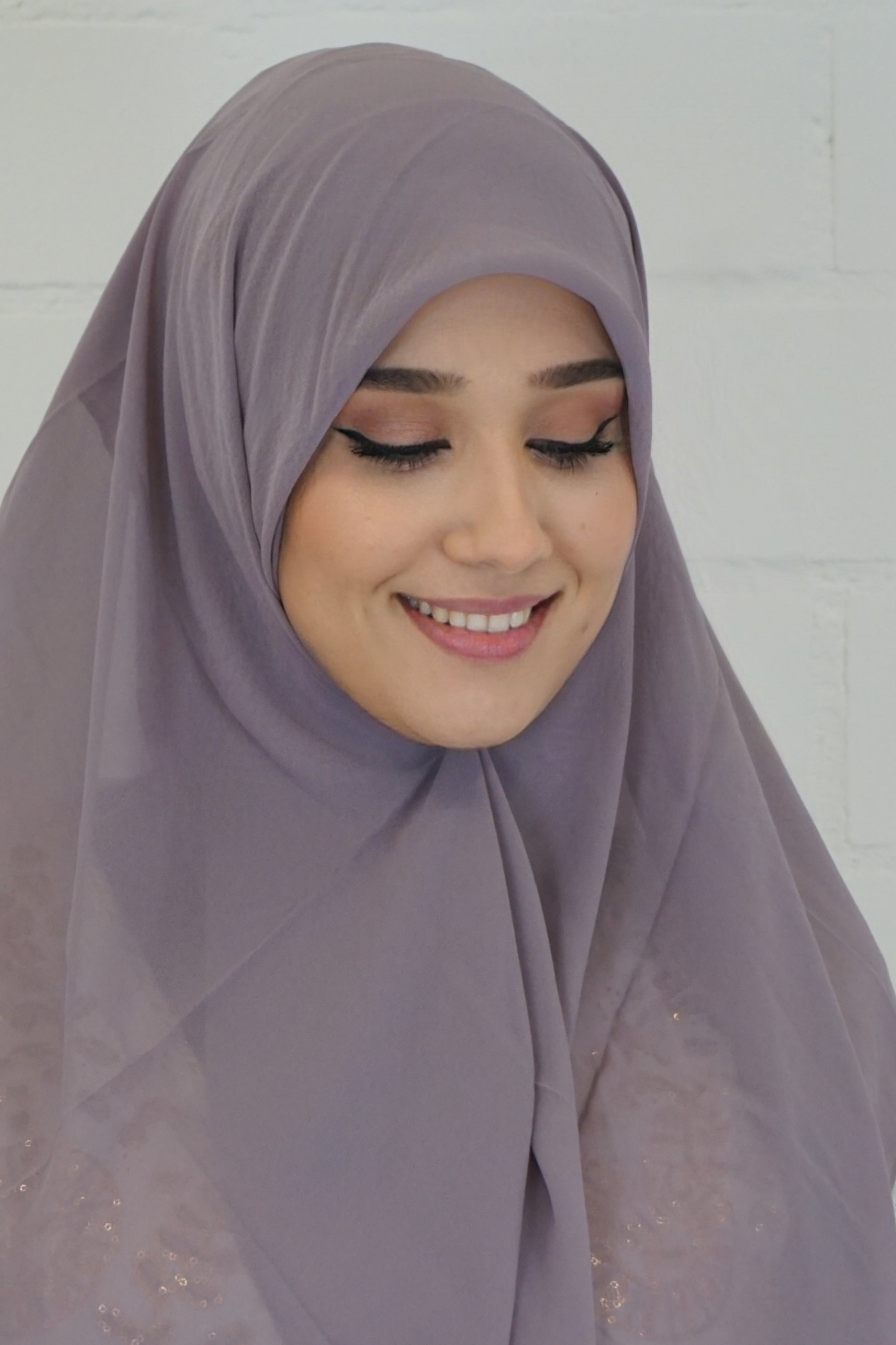 Chiffon Quadrat Hijab Hell-Lila