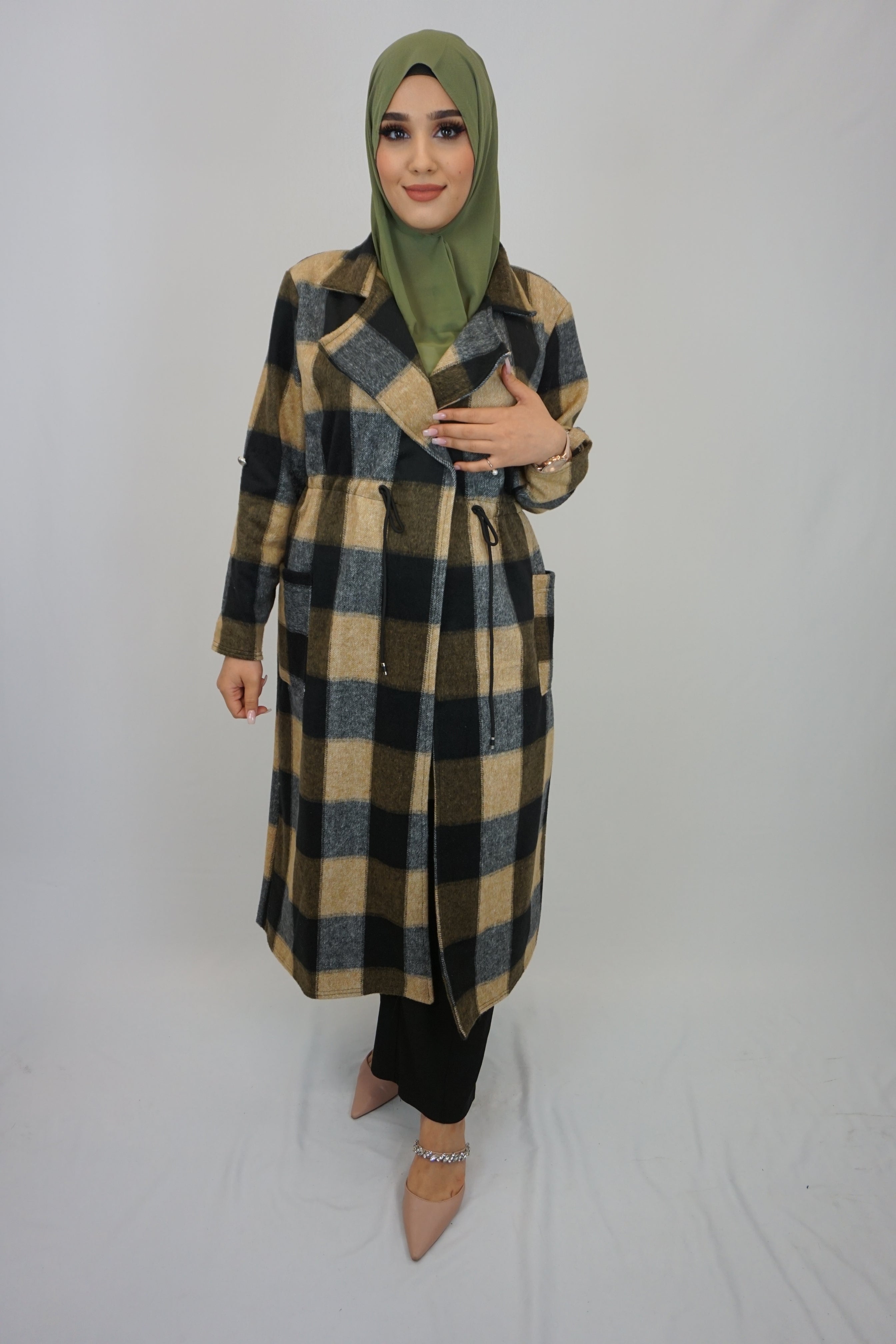 Maxi Cardigan Maida Schwarz-Beige
