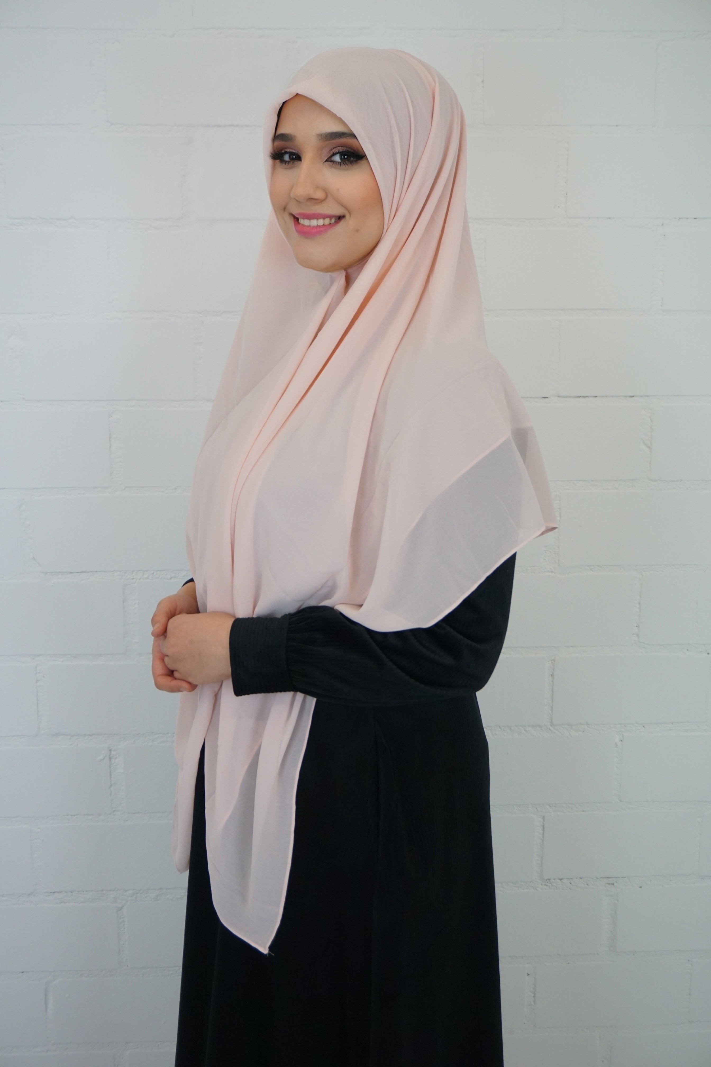 XL Chiffon Quadrat Hijab Hellrosa