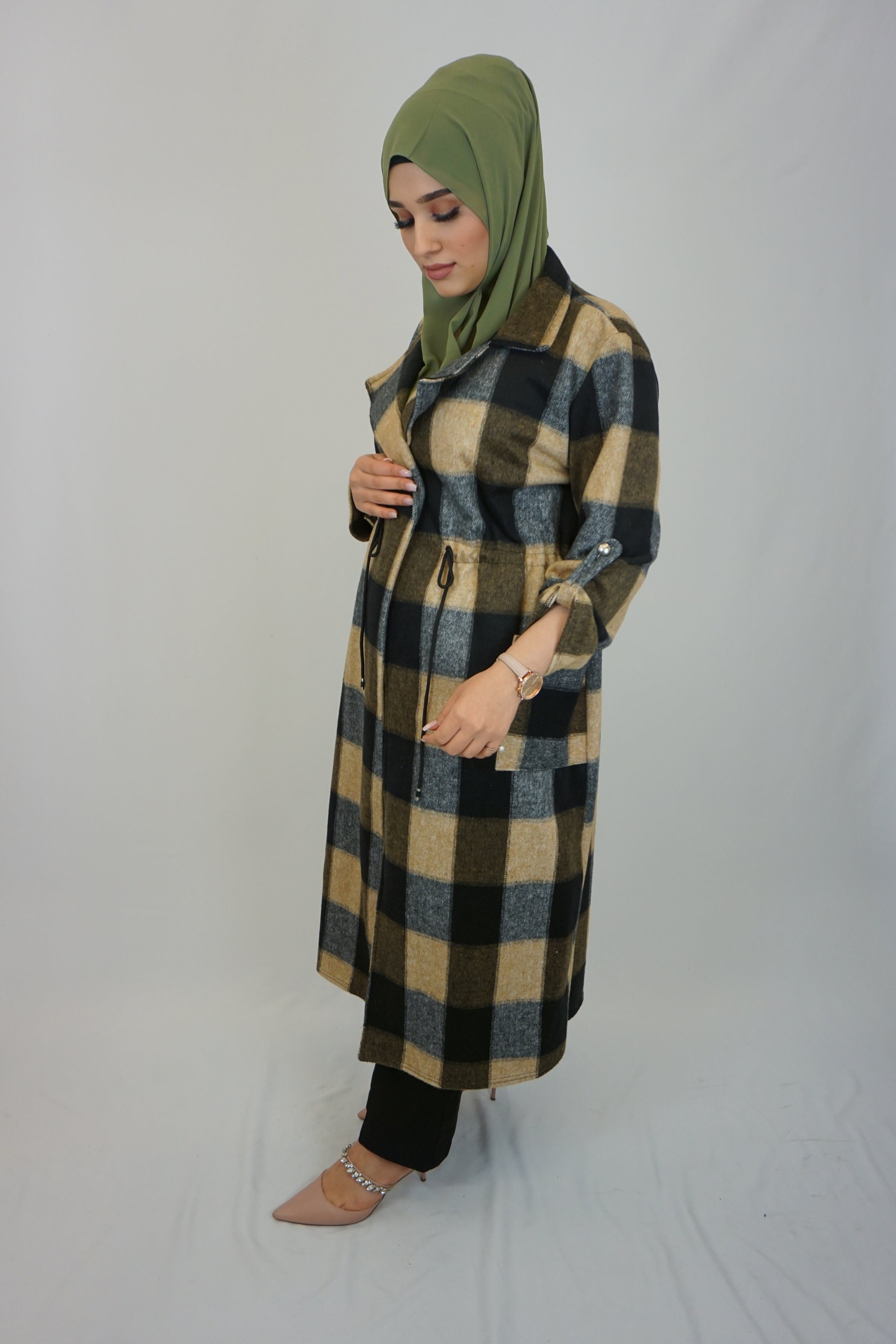 Maxi Cardigan Maida Schwarz-Beige