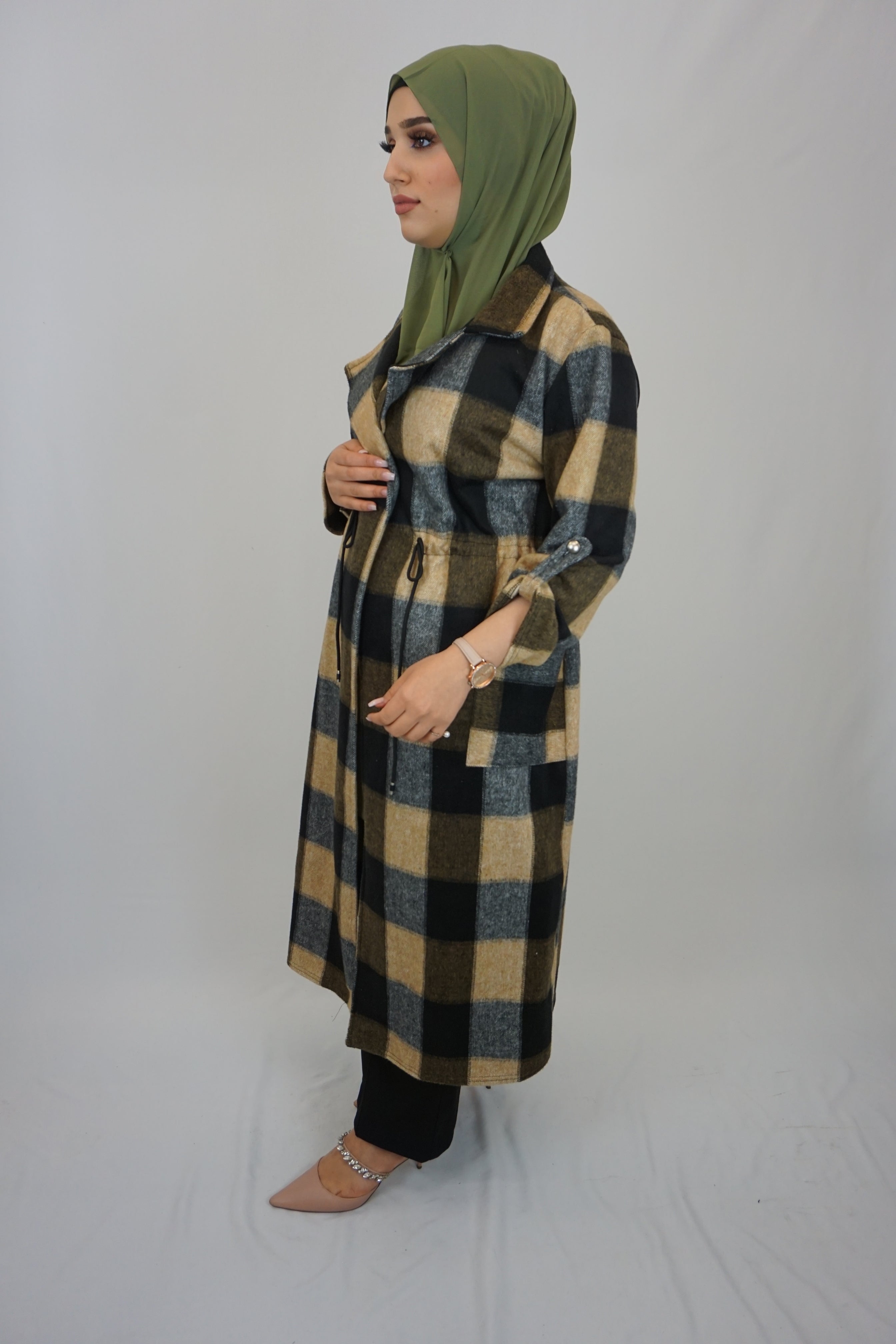 Maxi Cardigan Maida Schwarz-Beige