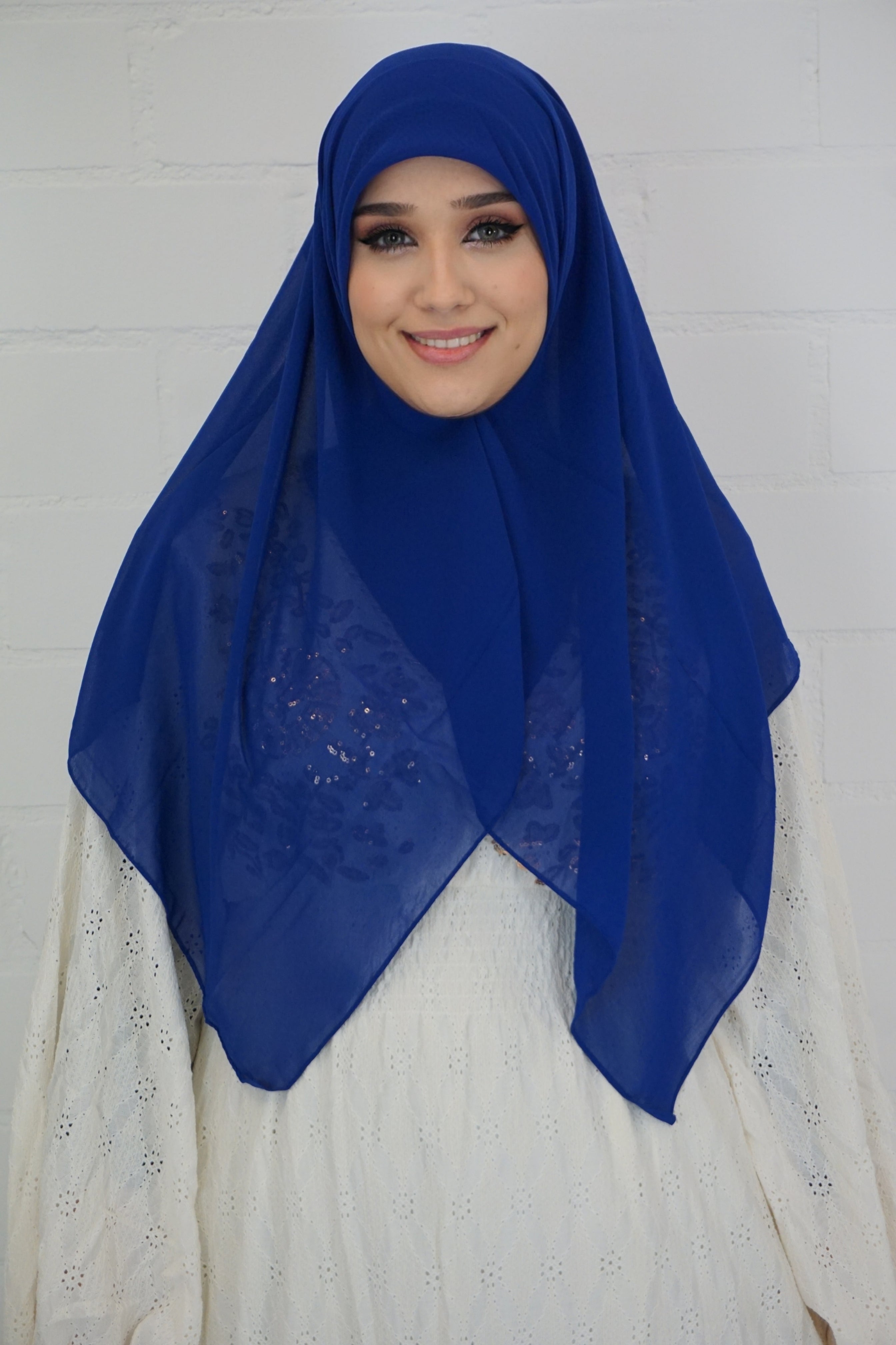 Chiffon Quadrat Hijab Royalblau