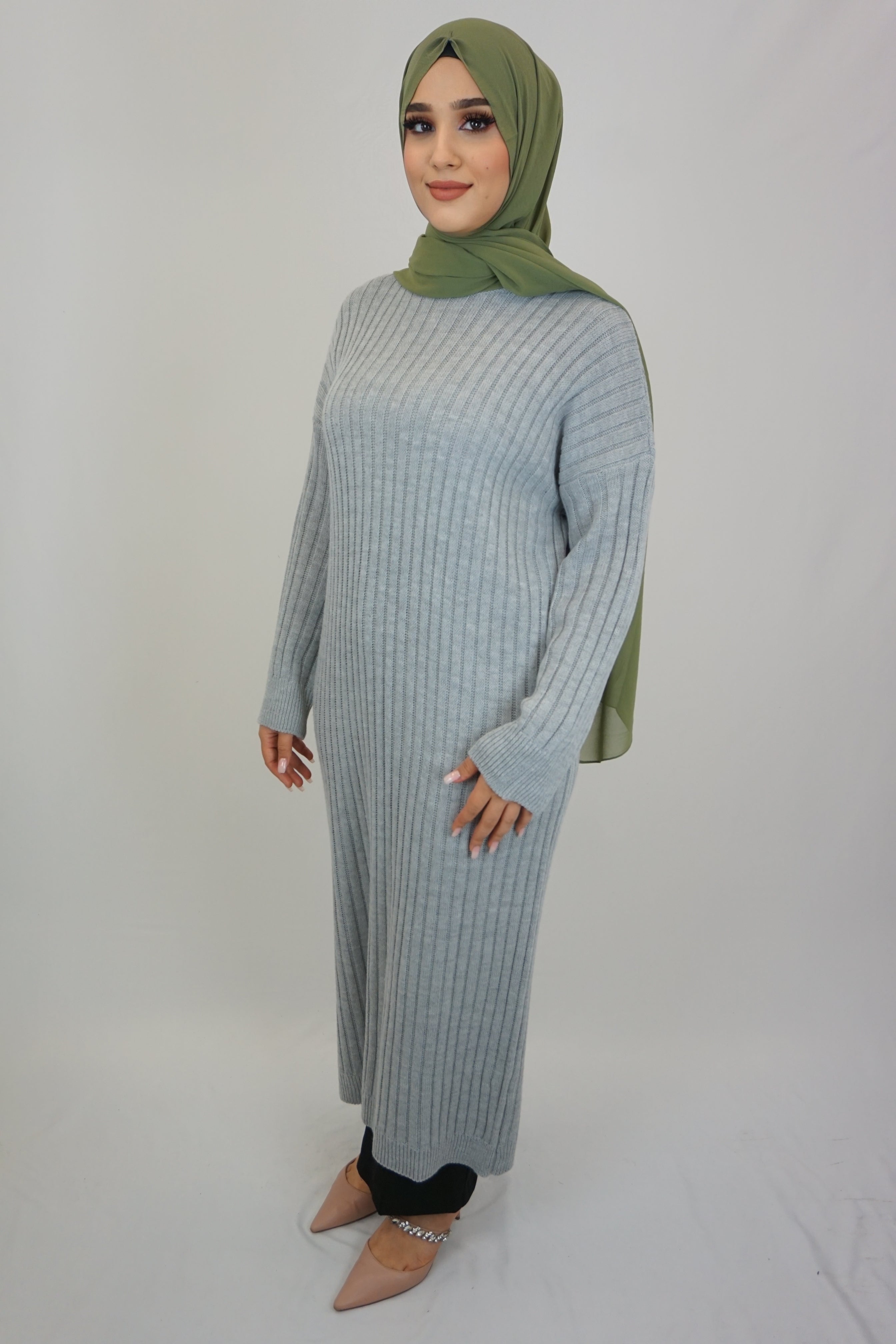 Strick-Kleid Sahara Grau