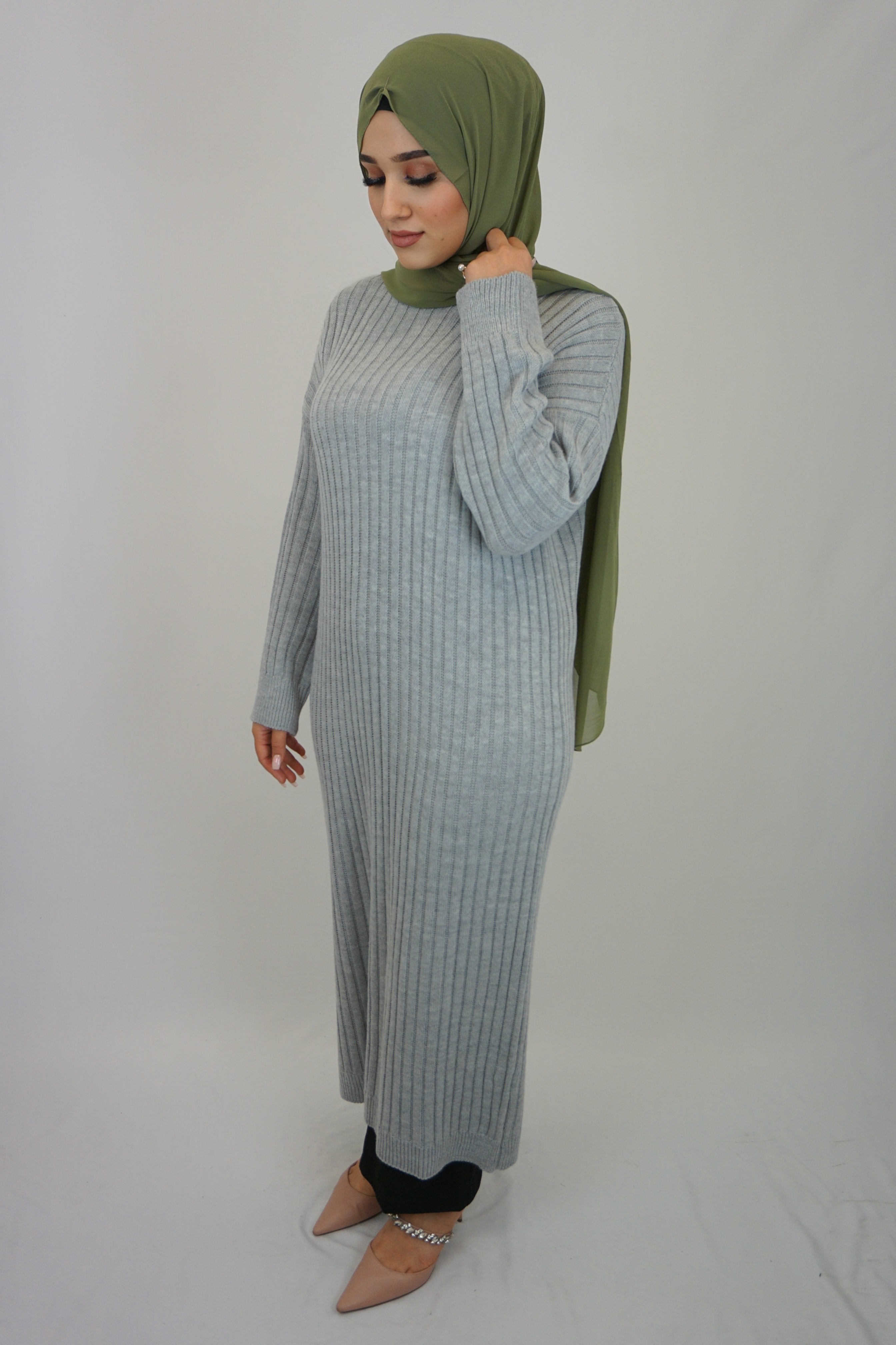 Strick-Kleid Sahara Grau