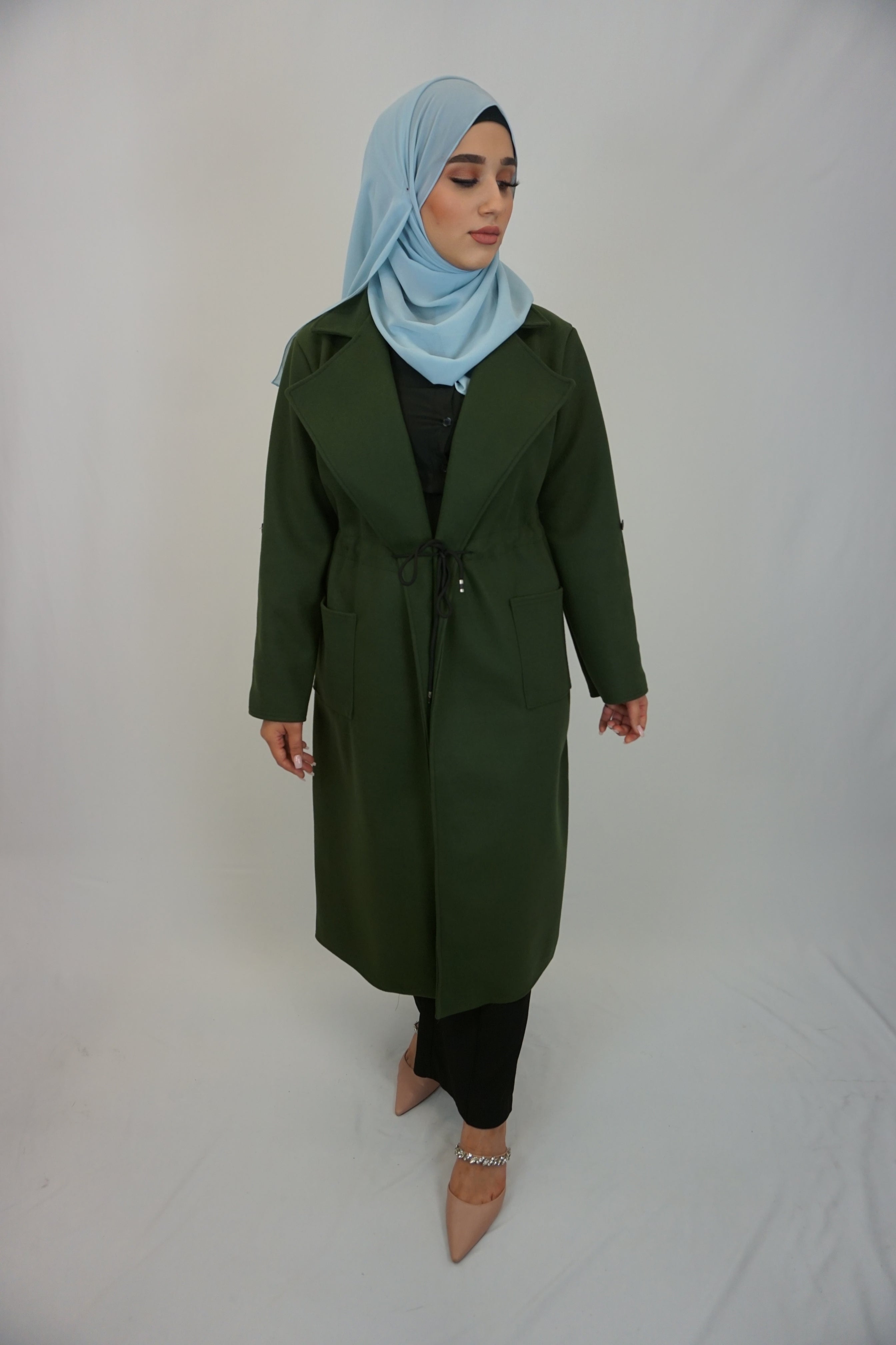 Mantel-Cardigan Fakhra Moosgrün