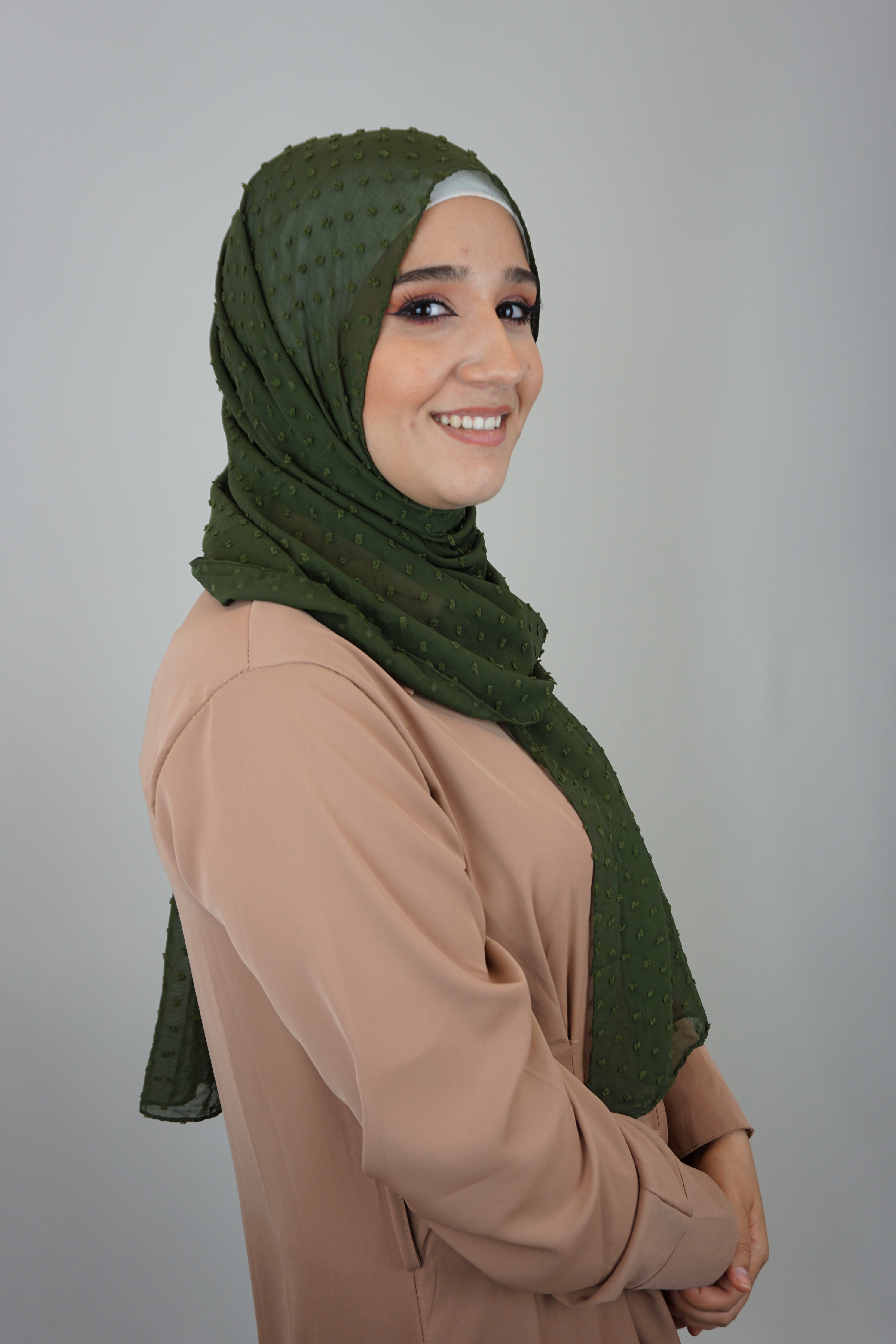 Premium Chiffon 3D Hijab Waldgrün