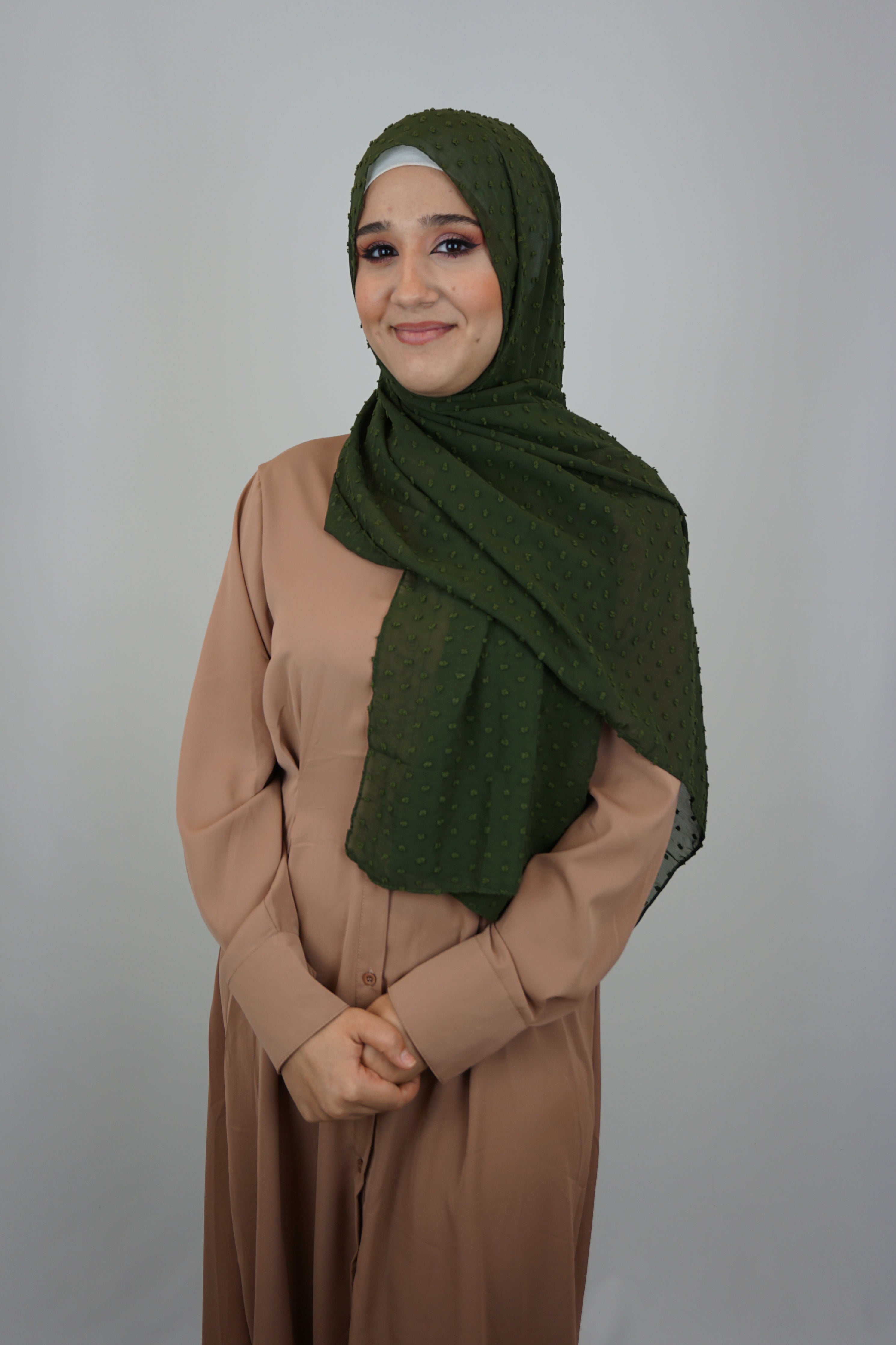 Premium Chiffon 3D Hijab Waldgrün