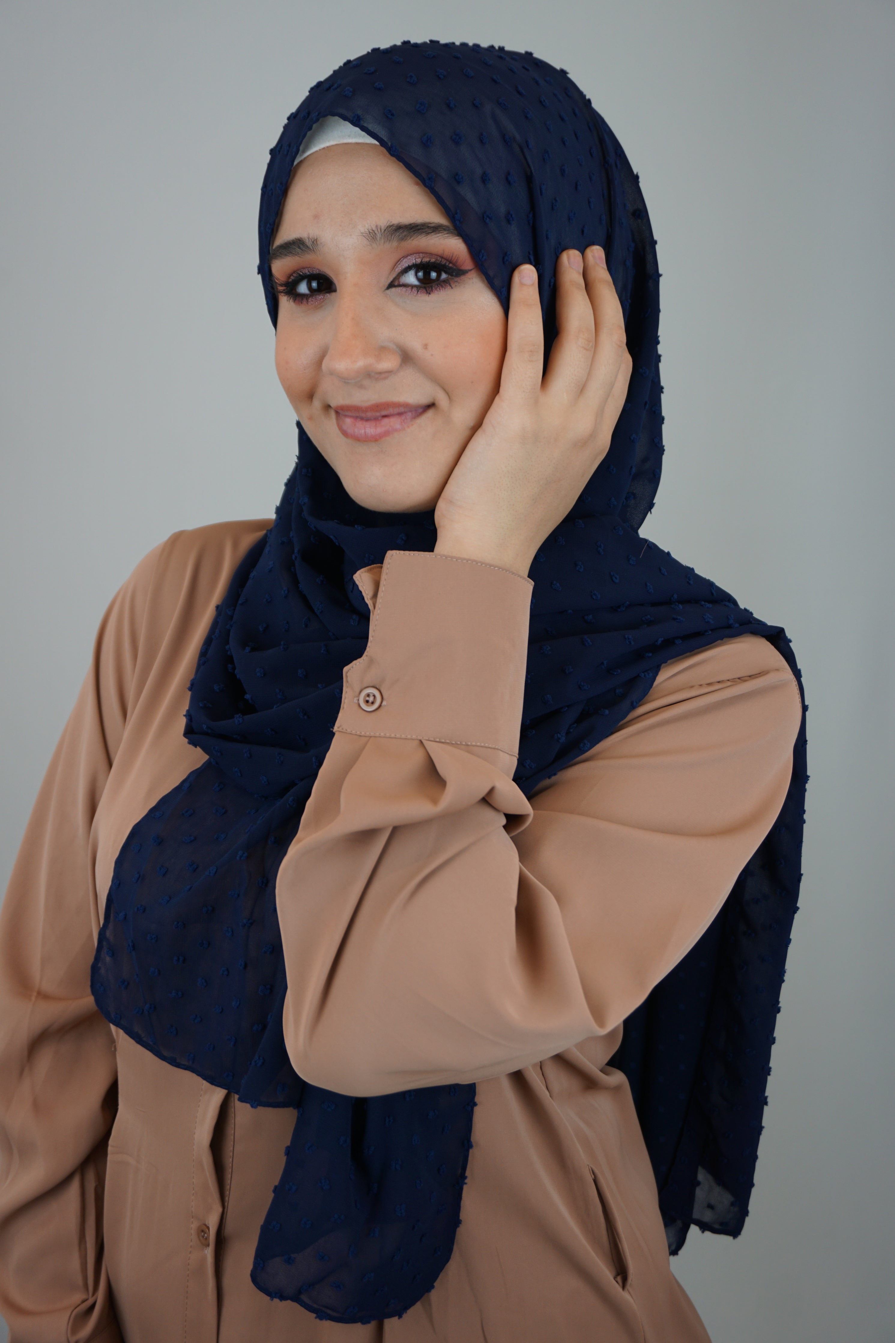 Premium Chiffon 3D Hijab Navyblau