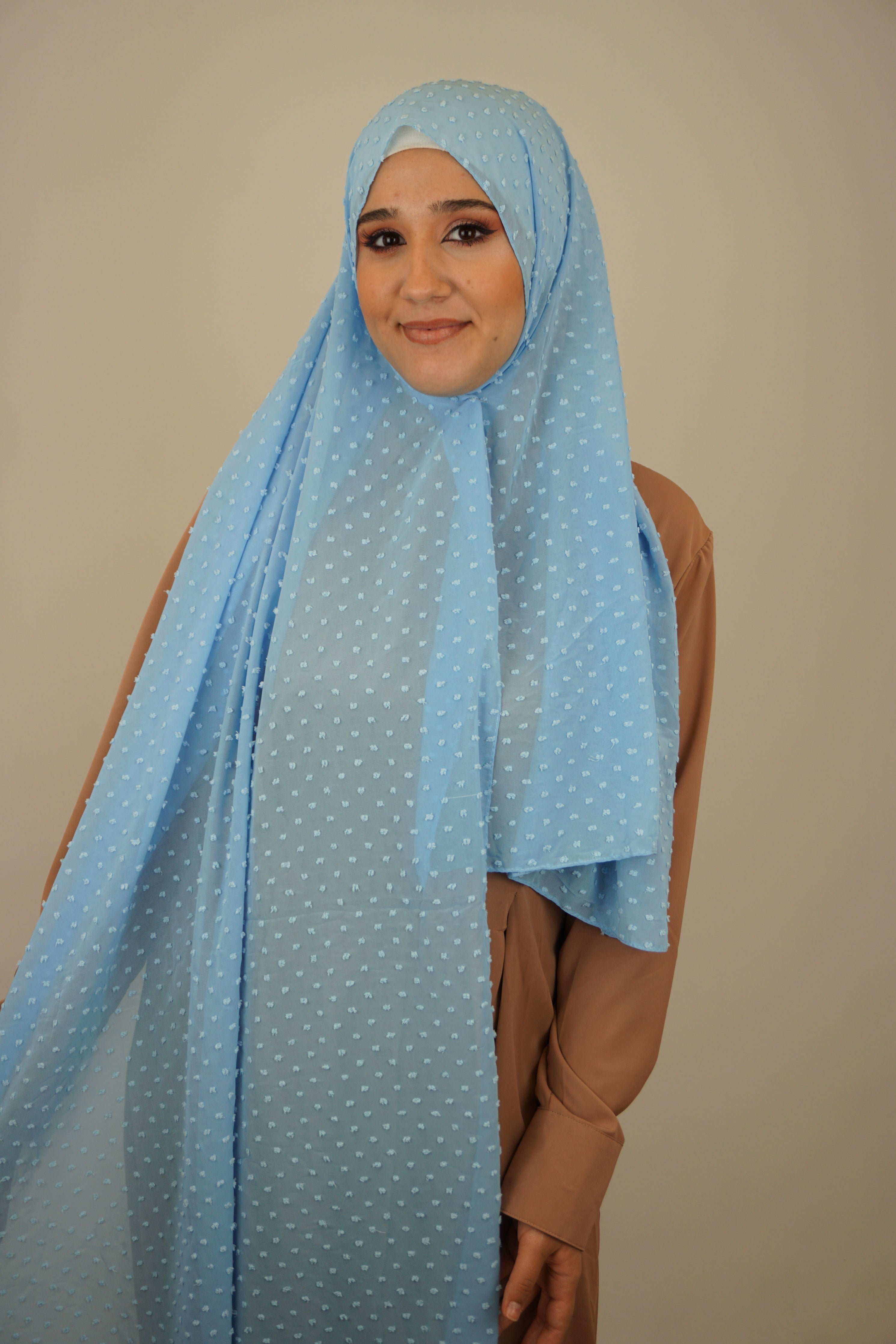 Premium Chiffon 3D Hijab Eisblau