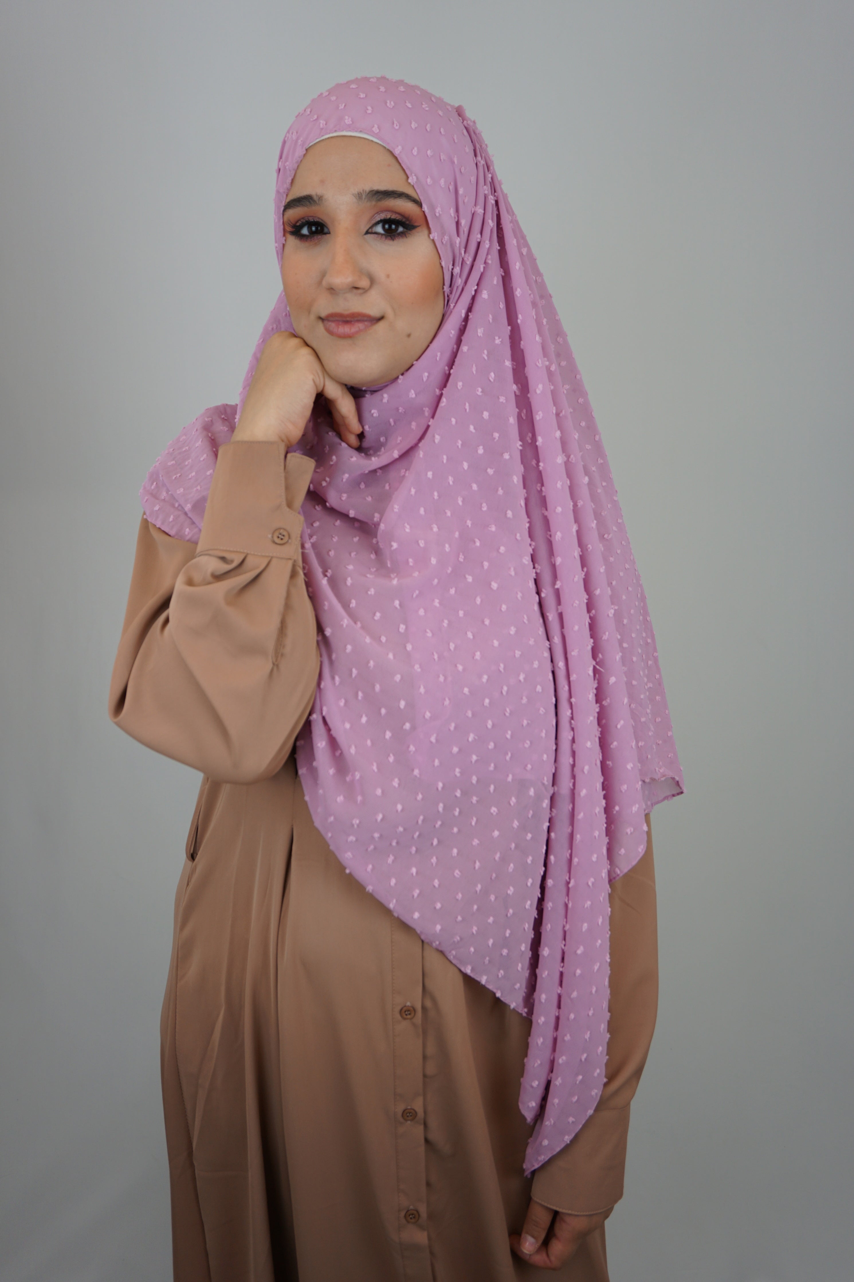 Premium Chiffon 3D Hijab Litepink